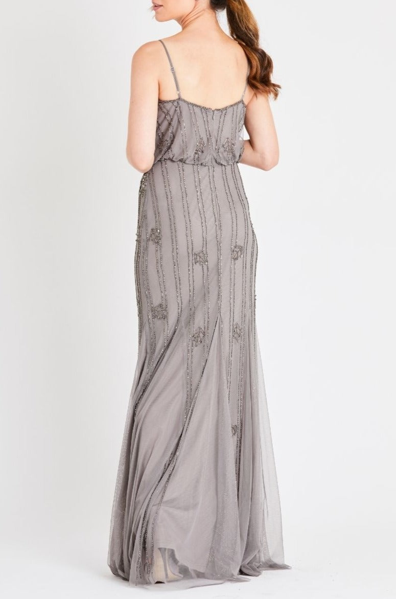 Elegant Keeva Grey Maxi Dress for Bridesmaids - Perfect for Weddings, Parties & Formal Events