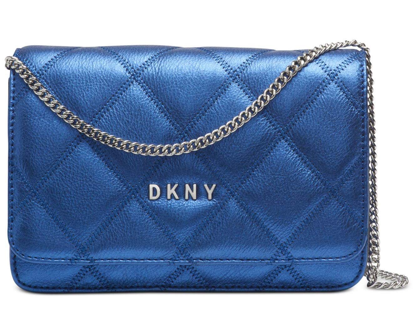 DKNY Sofia Quilted Leather Flap Crossbody Mini Bag for Women - Royal Blue Small Shoulder Purse | Perfect for Date Night, Shopping & Travel Accessories