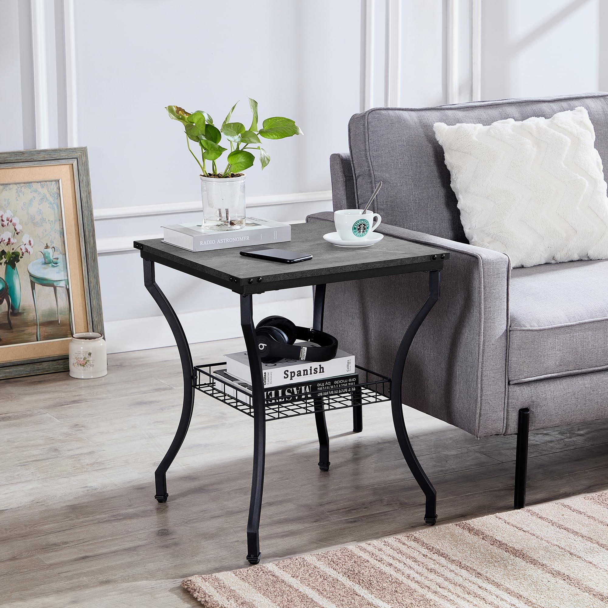 VECELO 3-Piece Living Room Set - Modern Coffee Table and End Tables with Open Storage Shelves, Easy Assembly, Dark Grey - Perfect for Apartments, Home Offices & Small Spaces | Ideal for Living Room Decor, TV Stand, and Extra Storage