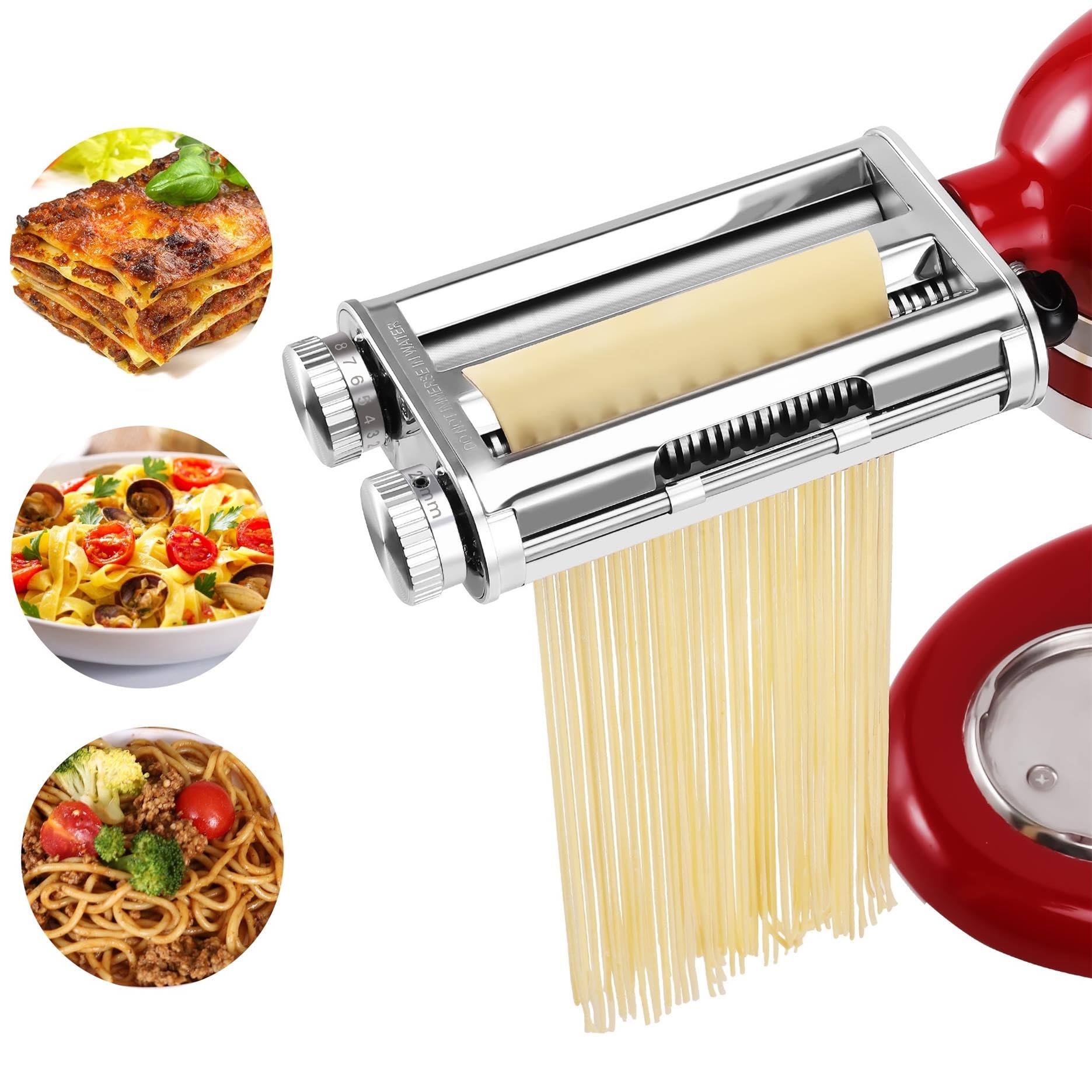 3-in-1 KitchenAid Pasta Maker Attachment Set - Pasta Roller, Spaghetti & Fettuccine Cutter with Cleaning Brush | Perfect for Homemade Italian Pasta, Family Dinners & Restaurant-Style Meals