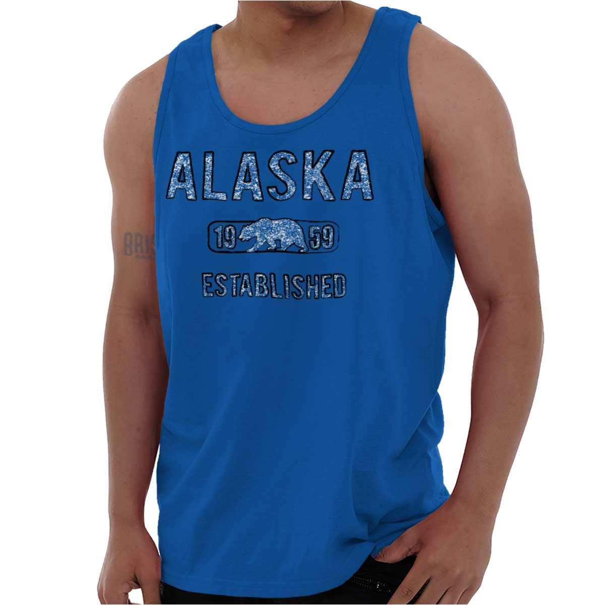 Alaska Bear Distressed Stencil Graphic Tank Top for Men & Women - Casual Streetwear, Summer Outfits, and Outdoor Adventures