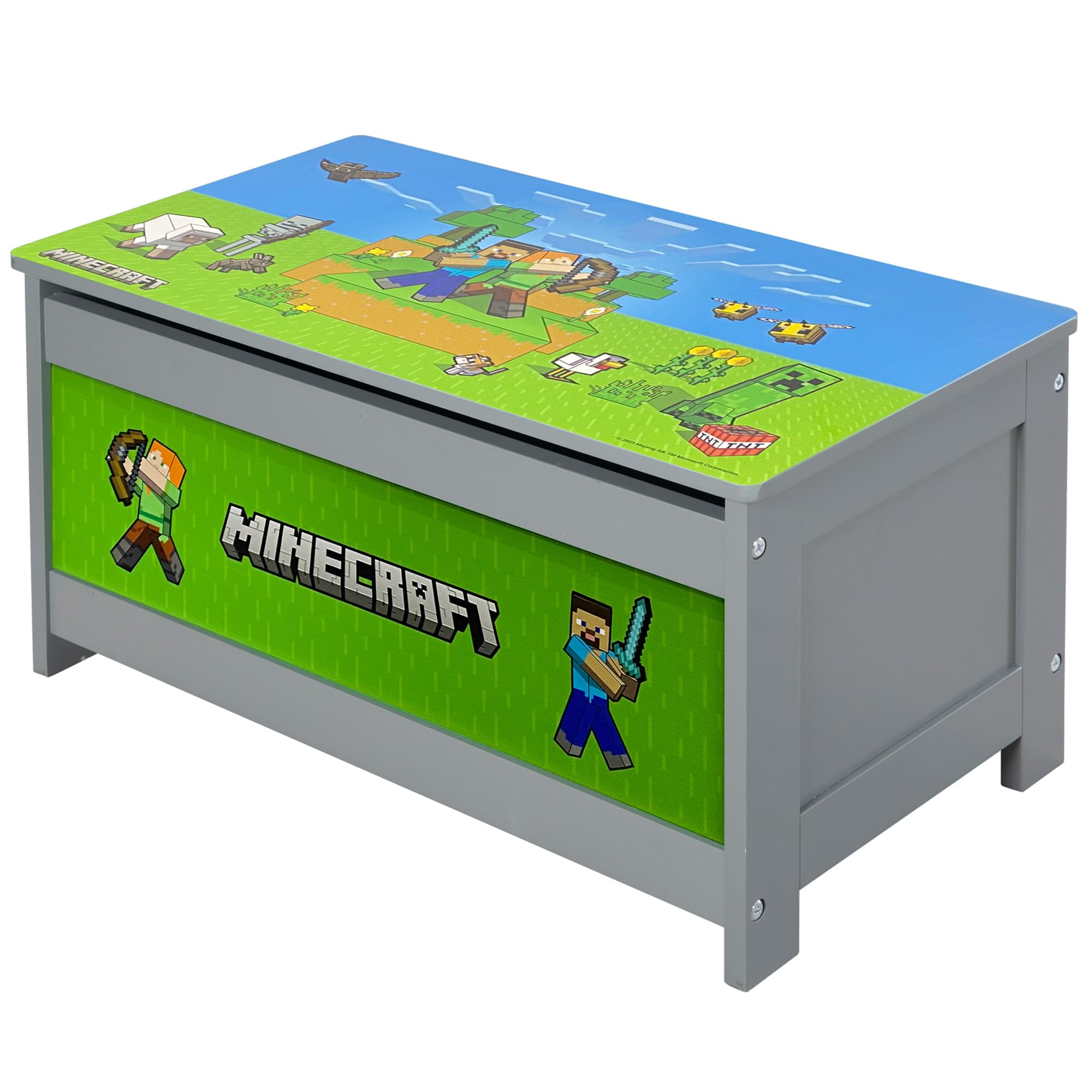 Minecraft Wooden Storage Chest - Game Themed Decor for Kids Room & Playroom