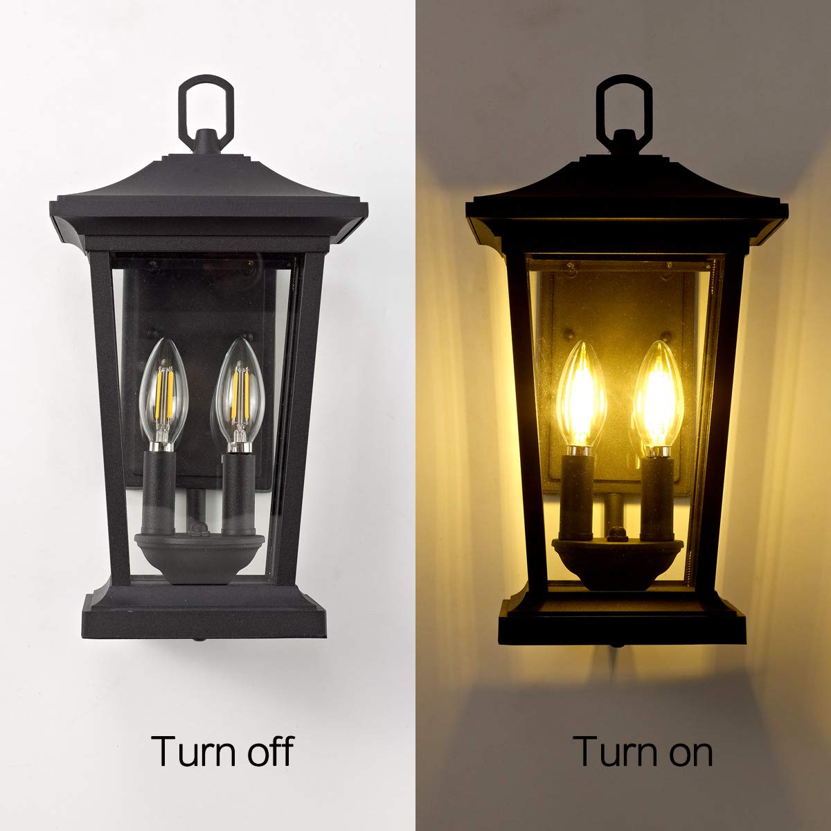 Outdoor Wall Lantern - Waterproof Exterior Wall Sconce Light Fixture with Clear Glass, Black Anti-Rust Porch Lighting for Patio, Garden & Entryway