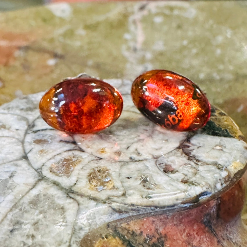 Sterling Silver Red Amber Pierced Post Earrings for Women - Dainty Bohemian Jewelry for Everyday Wear & Special Occasions