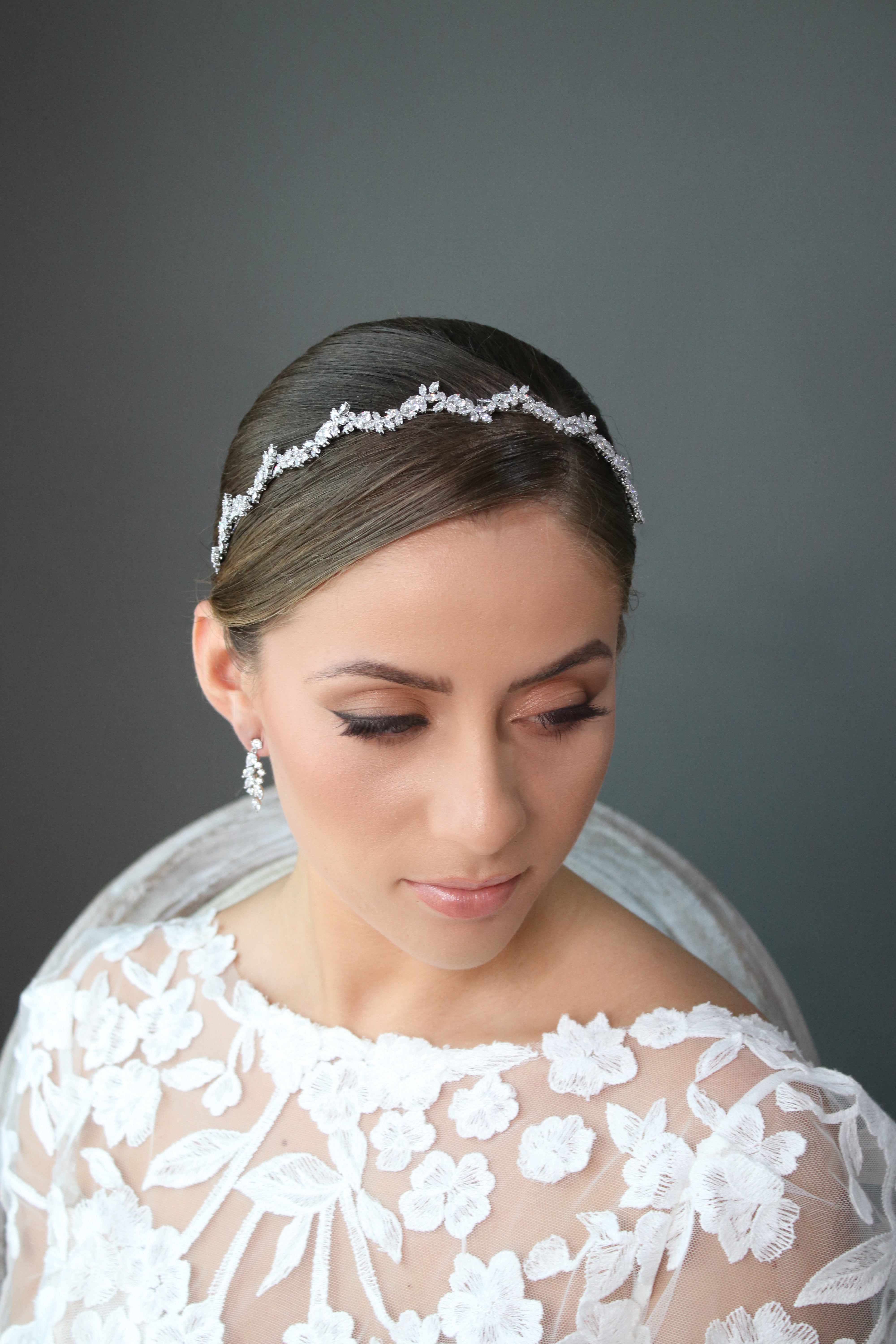 BROOKE Simulated Diamond Thin Headband Headpiece - Elegant Hair Accessory for Women, Bridal Wedding, Prom & Party | Sparkling Rhinestone Tiara for Special Occasions