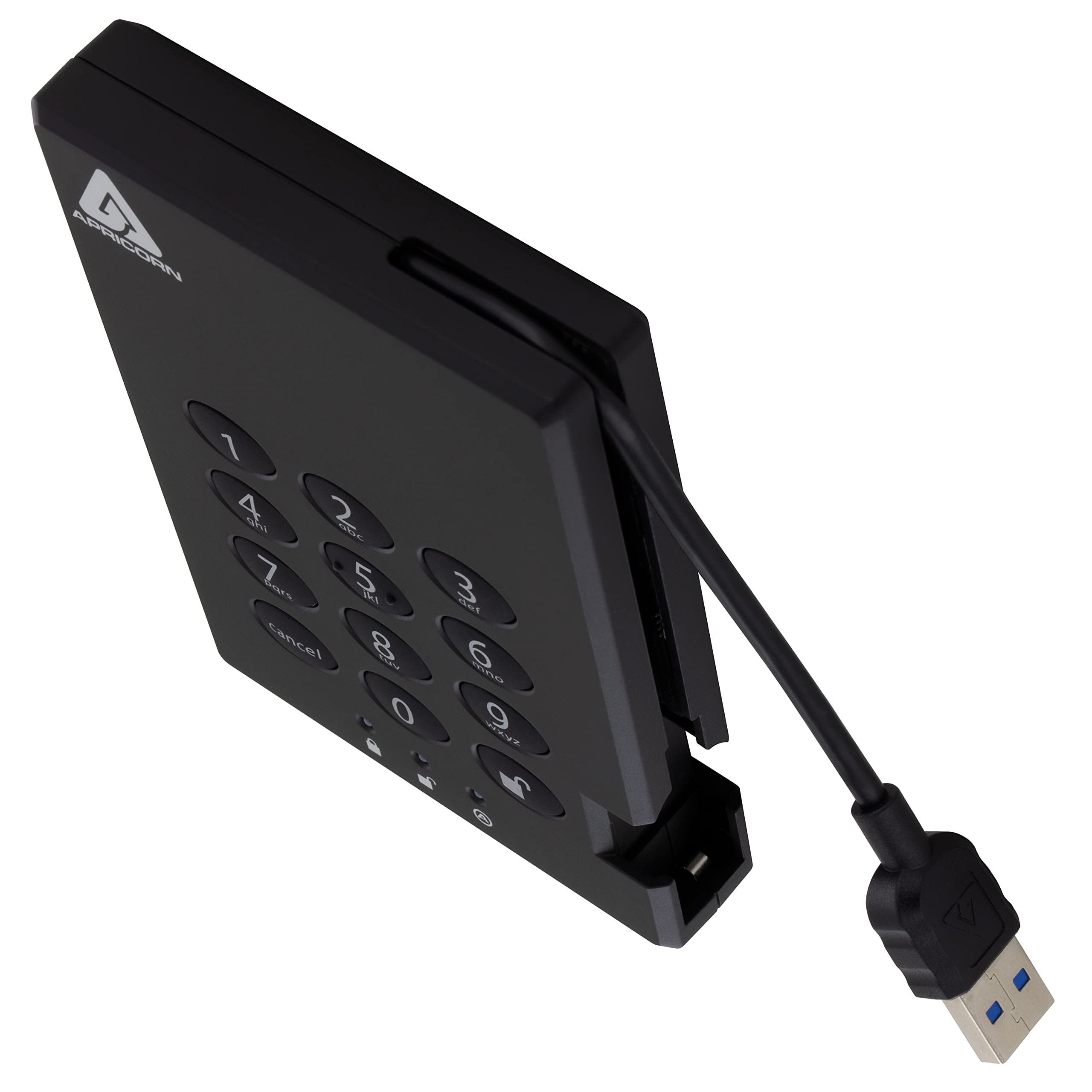 Apricorn 512GB Aegis Padlock USB 3.0 Encrypted External SSD - 256-Bit AES Hardware Encryption, Portable Secure Storage Drive (A25-3PL256-S512) - Perfect for Business Data Protection, Financial Records & Sensitive File Backup