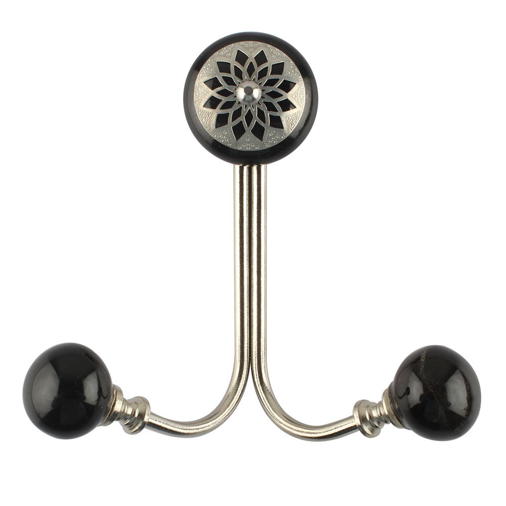 IndianShelf Handmade 4-Piece Black Iron Wall Hooks - Heavy Duty Coat Hangers for Keys, Hats, Bags & Accessories - Perfect for Entryway, Mudroom & Closet Organization