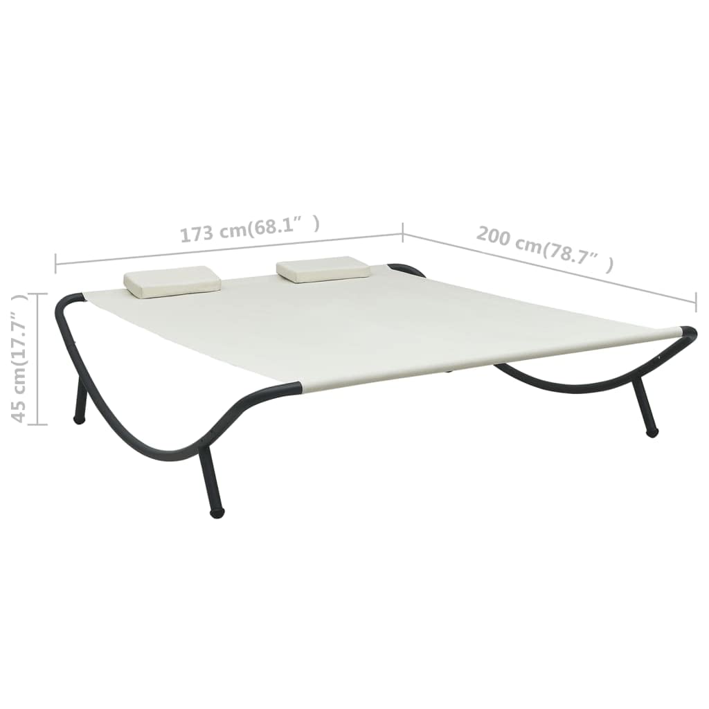 Premium Adjustable Reclining Patio Lounge Bed - Outdoor Sunbathing Chair for Poolside, Beach, Garden & Lawn - Cream Fabric - Perfect for Relaxing, Tanning & Lounging