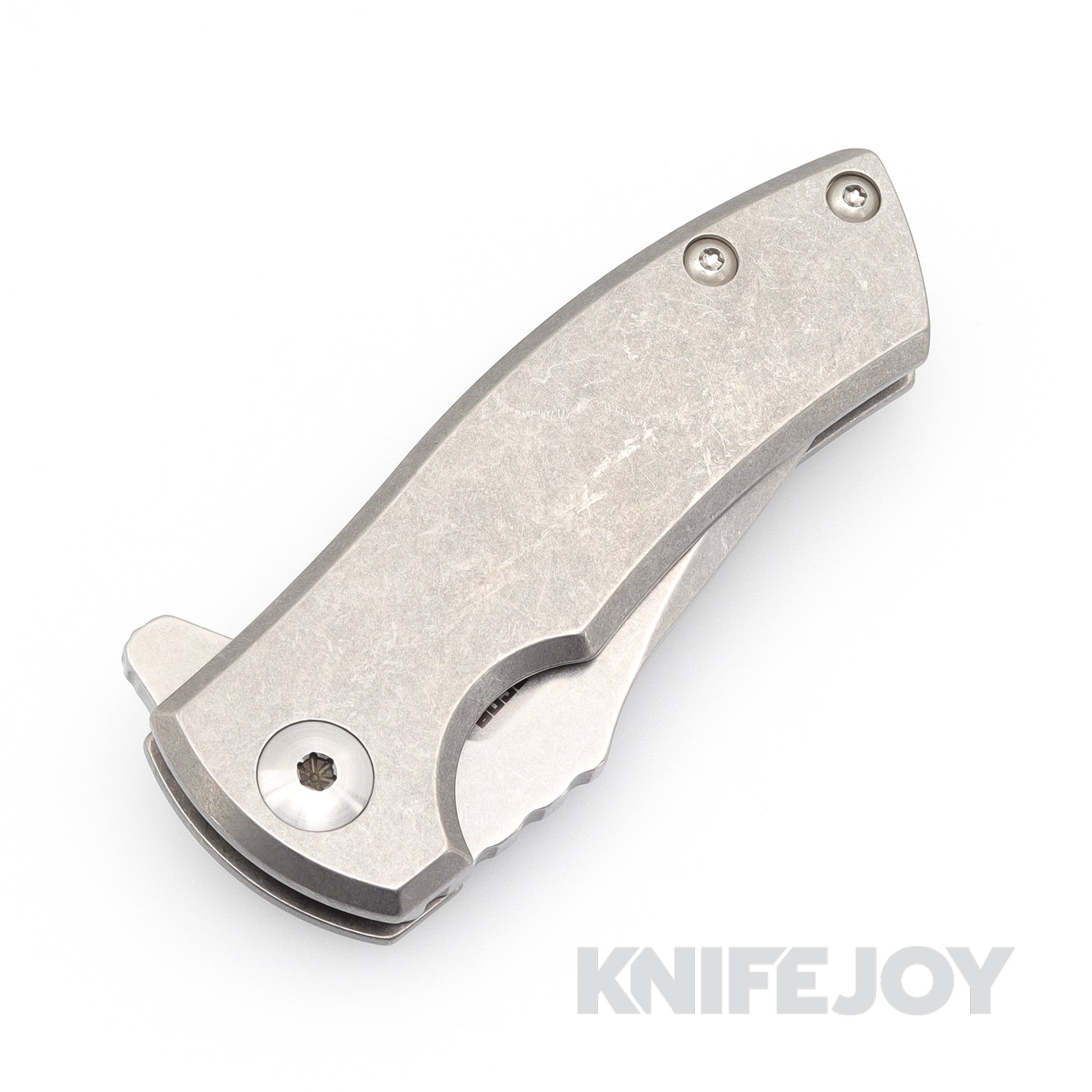 Les George ESV Flipper Knife - Stonewashed Blade & Engraved Titanium Frame Lock - EDC Pocket Knife for Outdoor, Camping, and Everyday Carry