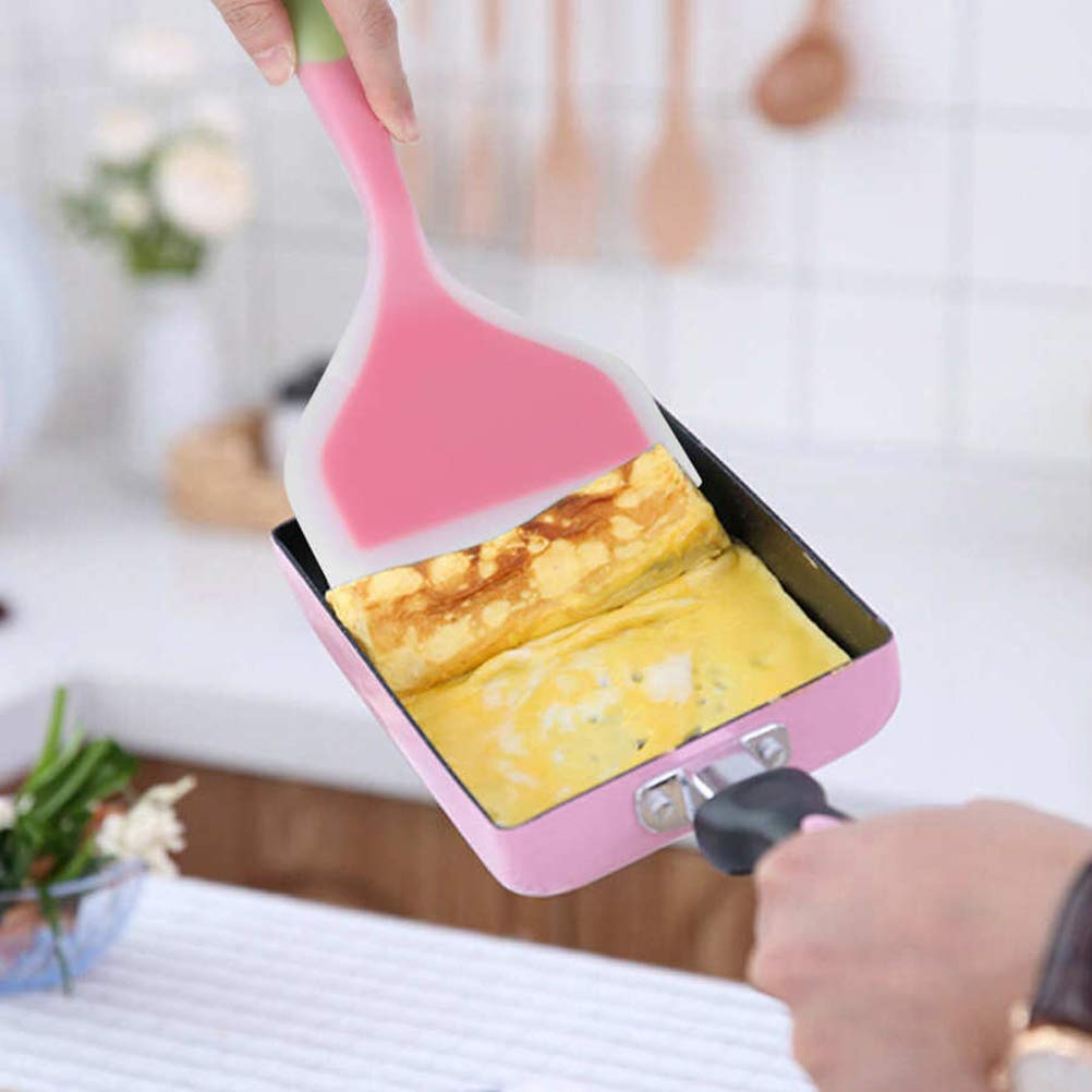 10-Inch Silicone Omelette Spatula - Heat-Resistant Nonstick Turner for Pancakes, Eggs, Crepes, Brownies, Pizza & Fish - Durable Wide Kitchen Tool for Flipping & Serving (Pink) - Perfect for Breakfast, Baking & Cooking at Home