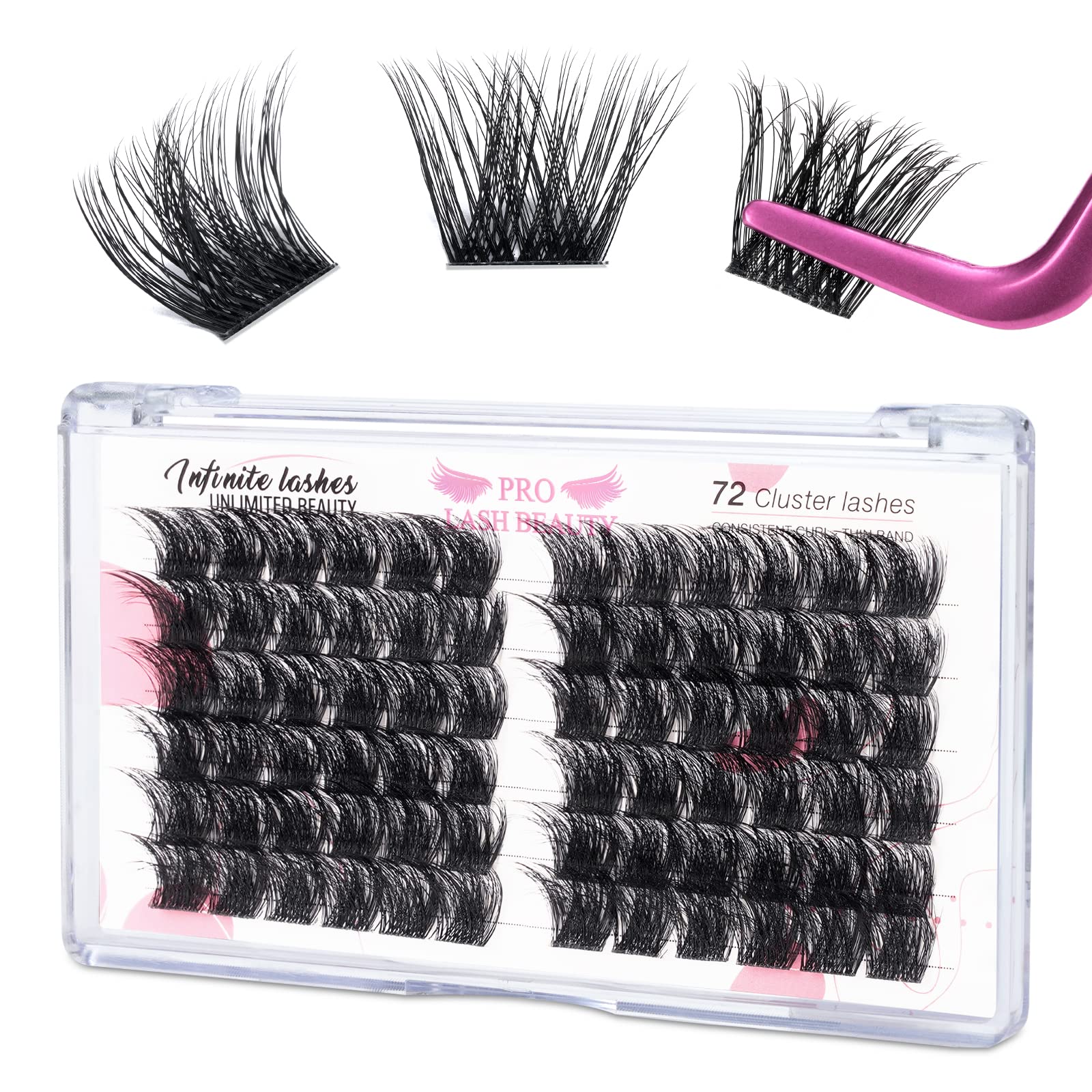 72 Pcs 3D Volume Cluster Lashes - Super Thin Band, Reusable & Comfortable DIY Eyelash Extensions for Dramatic Look (Keen-D-14mm) | Perfect for Parties, Weddings & Daily Wear