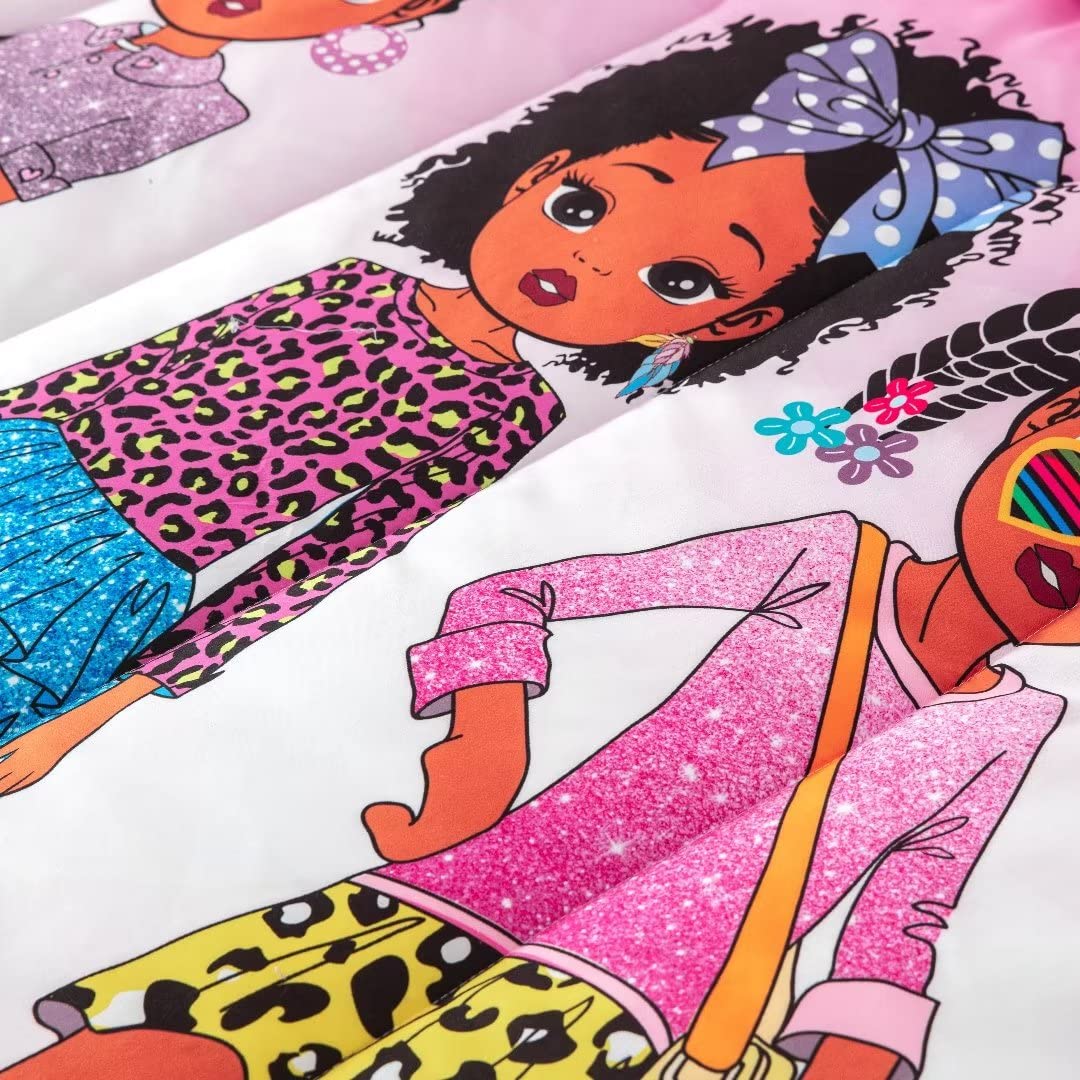 Black Girl Magic Comforter Set Queen Size for Kids & Teens - African American Inspirational Bedding Set with Motivational Quotes | Perfect for Toddler Rooms, Teen Bedrooms & Princess Themed Decor