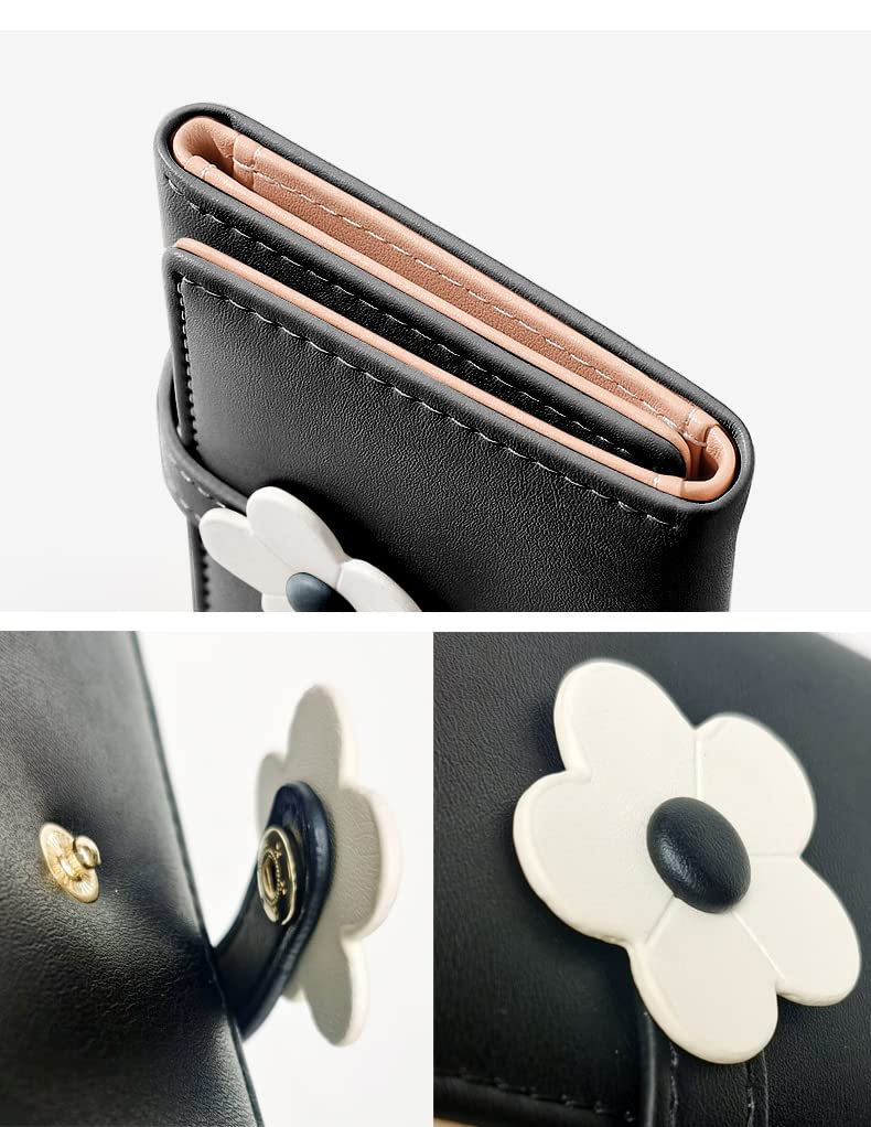 MEISEE Tri-Fold Floral Wallet for Women & Girls - Stylish Cash, Card Holder with ID Window & Coin Purse | Perfect for Everyday Use, School, Work & Travel