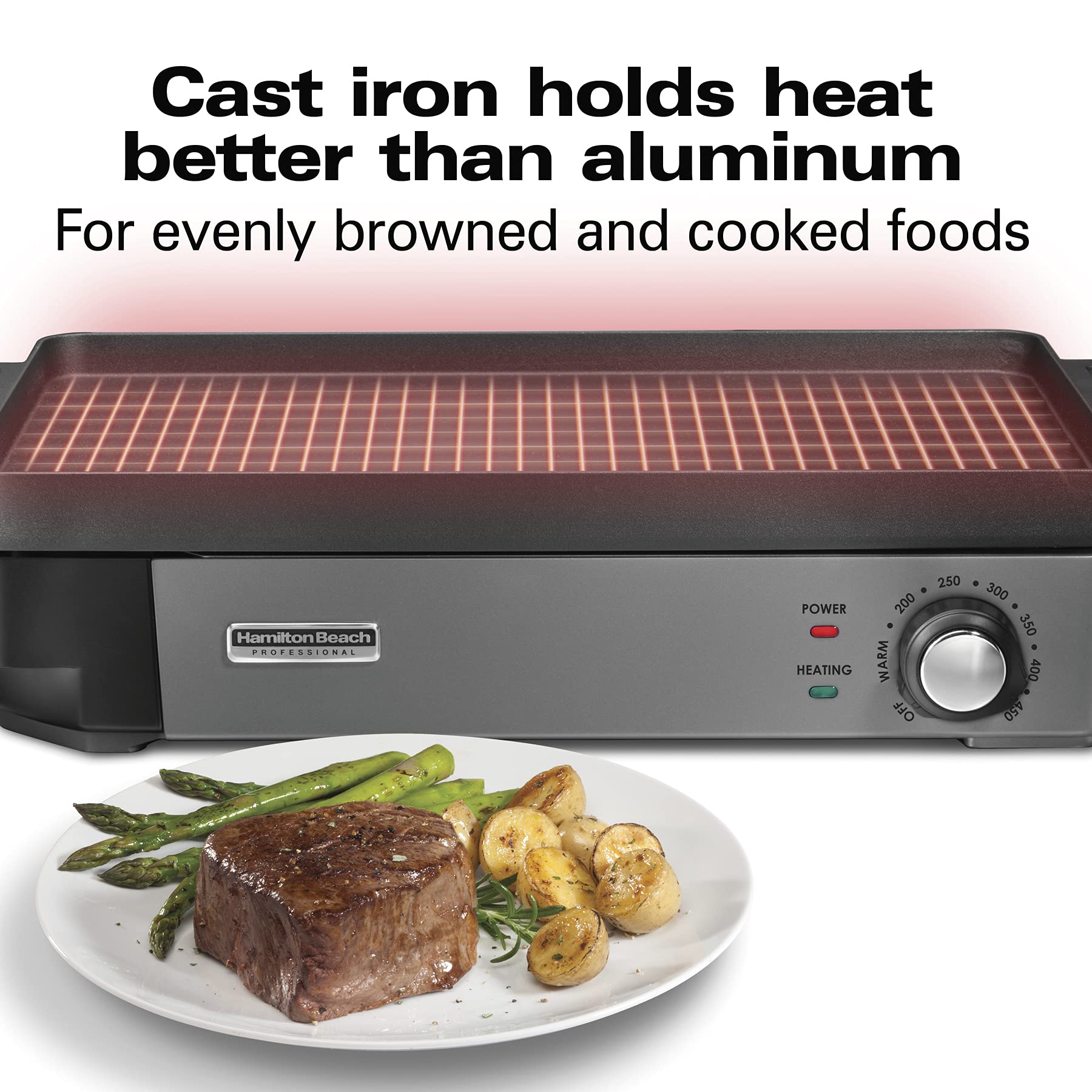 Hamilton Beach Professional Cast Iron Indoor Electric Grill & Griddle - 10