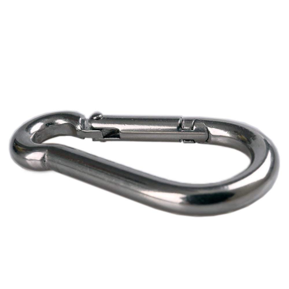 HOMPER 304 Stainless Steel Ceiling Hook - Heavy Duty Wall Hook with Square Eye Plate & Carabiner Clips for Hanging Plants, Lights & Decor (Indoor/Outdoor Use)