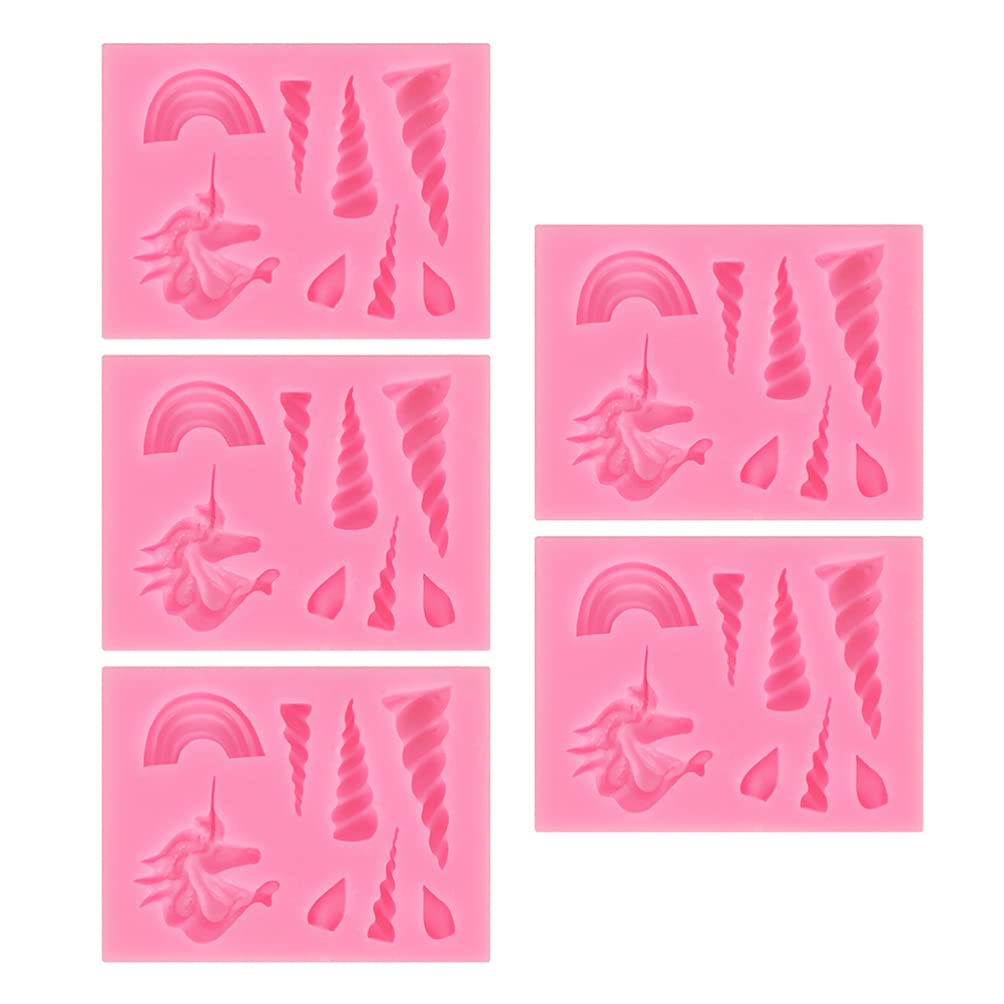 ARTIBETTER 5-Piece Unicorn Silicone Mold Set - 3D Unicorn Horn, Ears & Eyelash Cake Toppers for Fondant, Cupcake & Chocolate Decorations - Perfect for Birthday Parties, Baby Showers & DIY Baking Projects