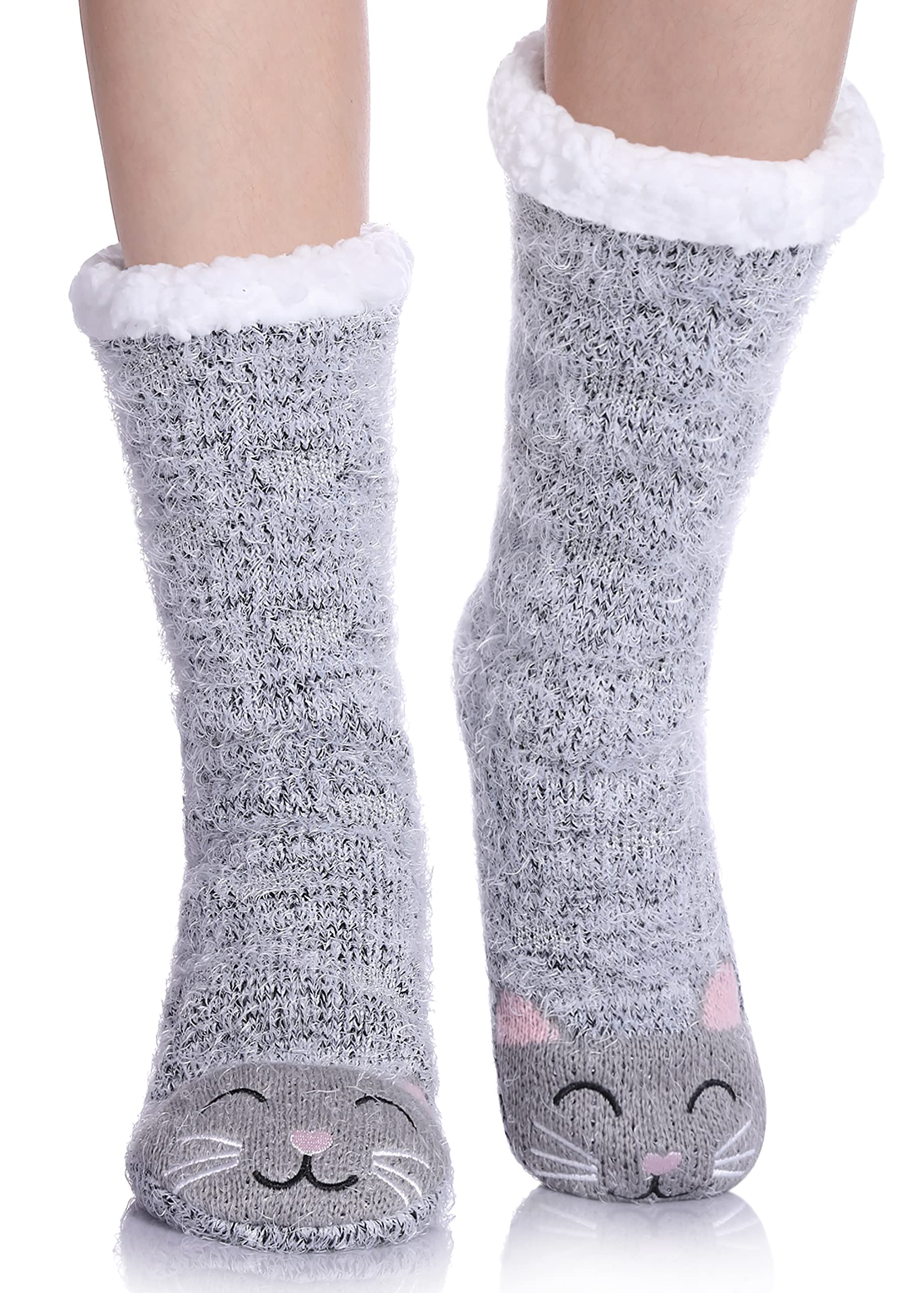 Non-Slip Slipper Socks for Women - Warm Fuzzy Fleece-Lined for Winter & Home