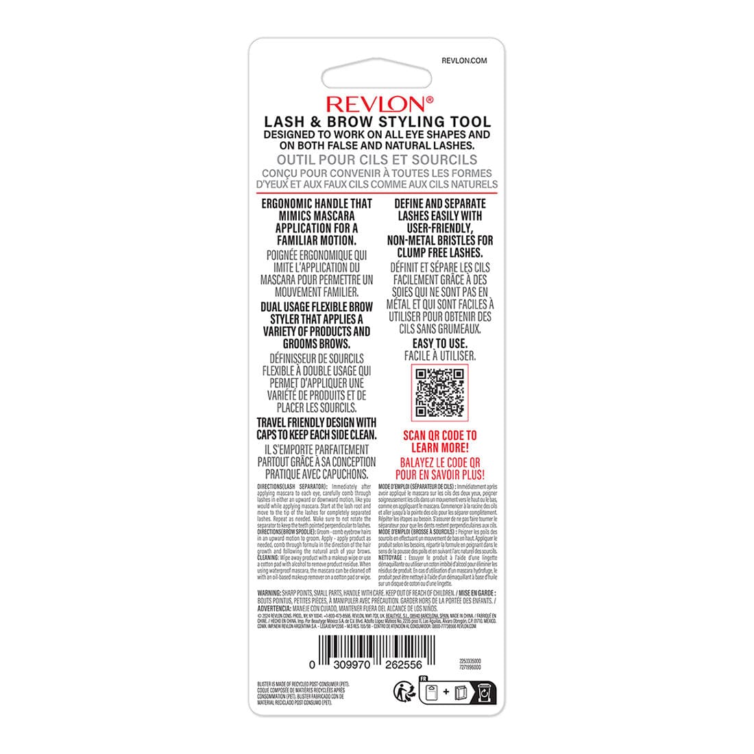 Revlon Lash & Brow Styling Duo Brush - 2-in-1 Eyelash Comb & Eyebrow Grooming Tool - Perfect for Eyebrow Shaping & Lash Separation - Great for Makeup Application & Daily Beauty Routine