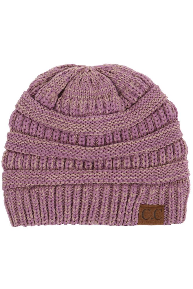 Trendy Two-Tone Warm Cable Knit Skull Beanie Cap for Women & Men - Winter Fashion Accessory for Outdoor Activities, Snowboarding & Casual Wear
