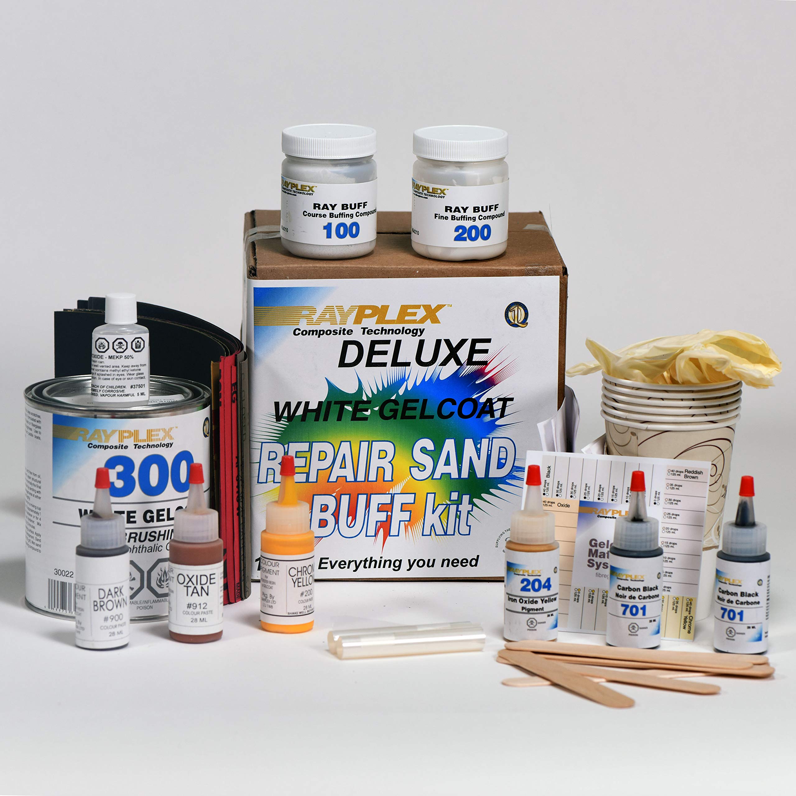 Premium White Gel Coat Repair Kit - 1L Deluxe Sand & Buff Kit for Boat, RV & Marine Surface Restoration - Perfect for DIY Gel Coat Repairs & Professional Use