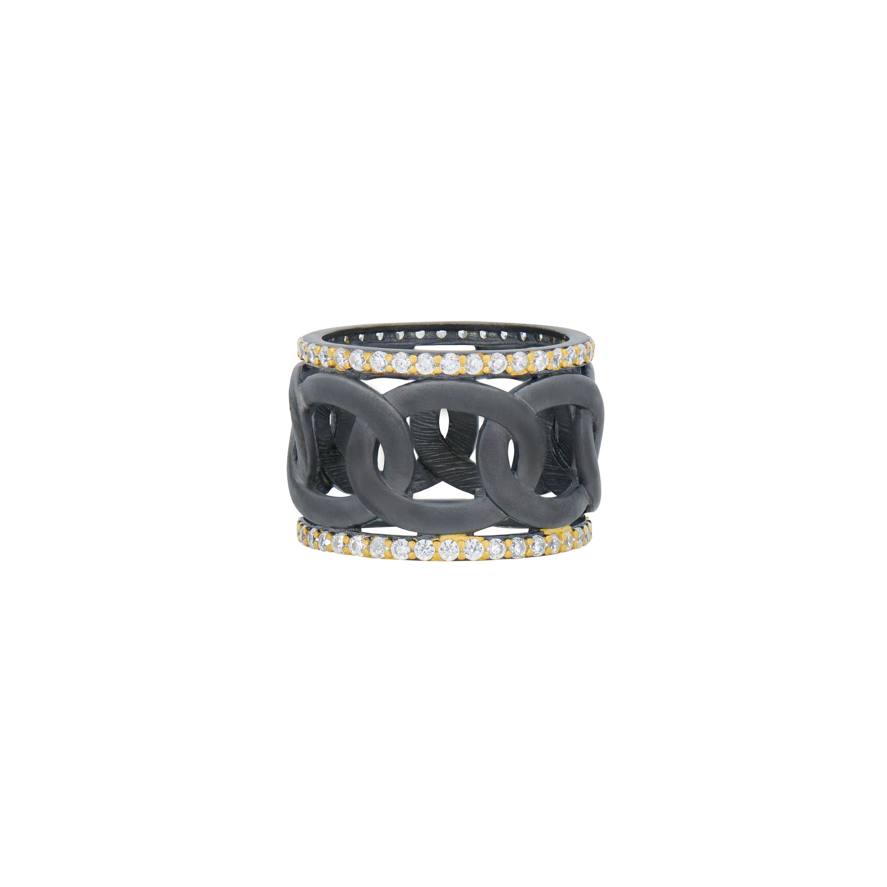 Signature Grit Chain Link Cigar Band Ring for Men - Vintage Stainless Steel Punk Rock Jewelry - Perfect for Weddings, Parties & Everyday Wear