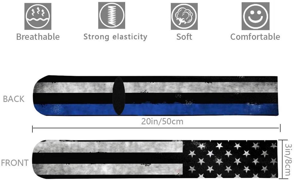 American Police Flag Compression Socks - Black, White & Blue Striped Unisex Printed Socks - Crazy Patterned Fun Long Cotton Over-The-Calf Tube Socks for Running, Nursing & Law Enforcement Support