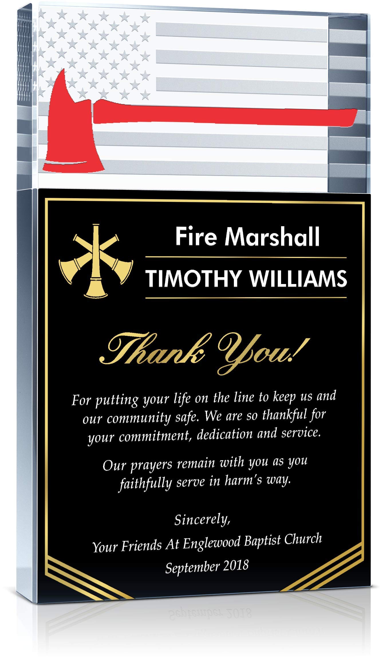 Custom Firefighter Axe Award Plaque - Personalized with Name & Department - Unique Firefighter Appreciation Gift for Retirement, Promotion & Service Recognition (11