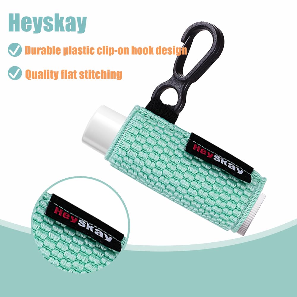 HEYSKAY 3PCS Lip Balm Holder Keychain - Compact Clip-On Lipstick, Chapstick & Lip Gloss Organizer with Elastic Sleeves - Perfect for Keychains, Purses & Travel Essentials