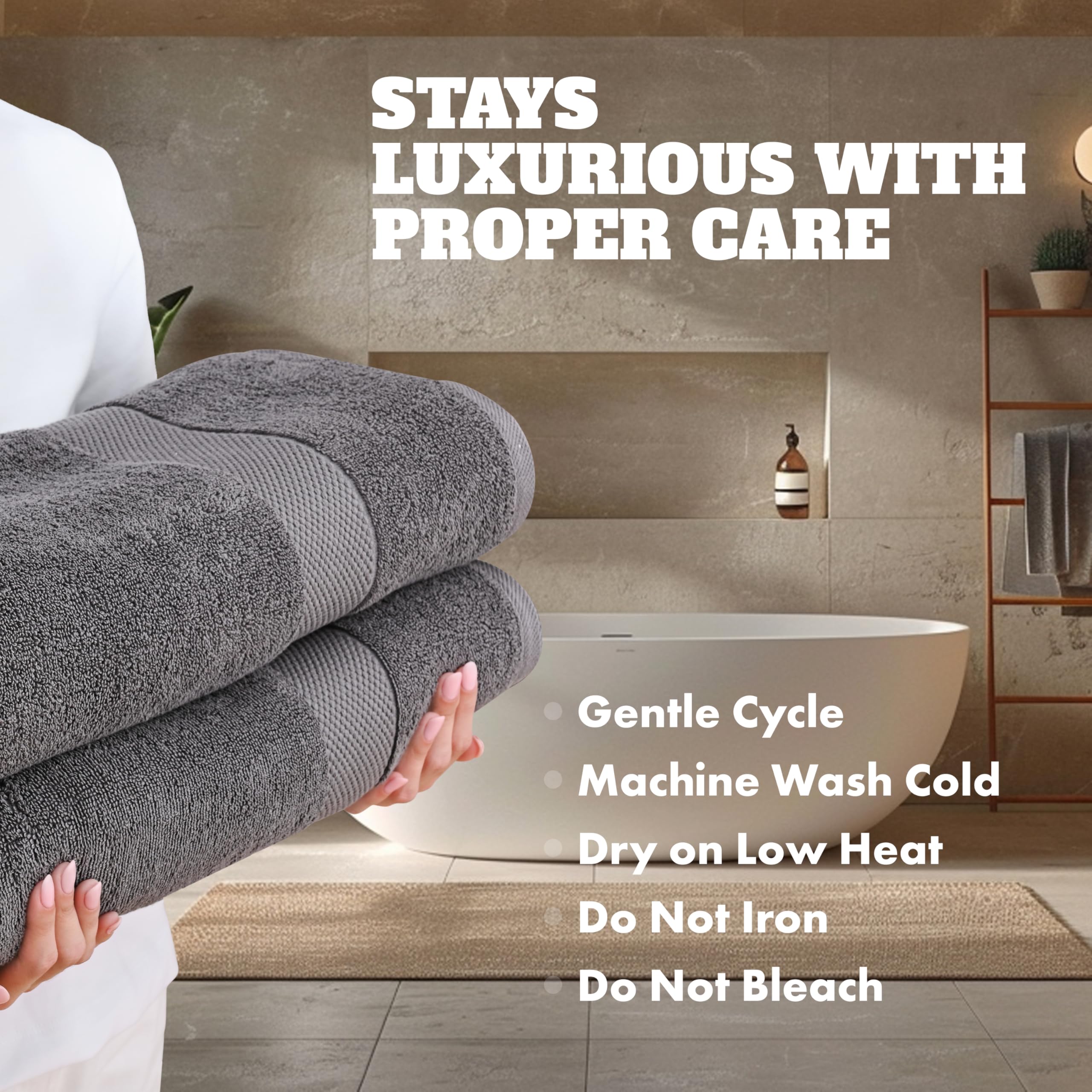 Premium 650 GSM Luxury Bath Towels - Extra Large 35x70 Inches, Ultra Soft & Highly Absorbent - Hotel Quality Oversized Bath Sheets, Quick Dry Cotton Towel Set (Dark Gray, 2 Pack) for Spa, Bathroom & Guest Room Use
