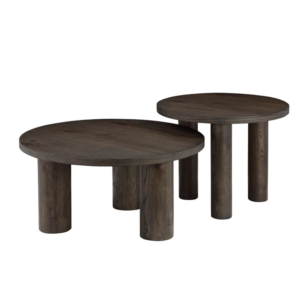 Modern Round End Table with Dark Oak Veneer - Wooden Side Table for Living Room, Bedroom, or Office - Perfect as Lamp Table, Coffee Table, or Nightstand