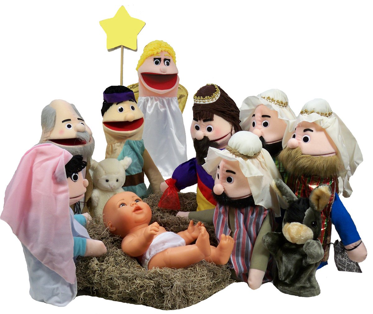 Nativity Puppet Set - Christmas Story Hand Puppets for Kids, Nativity Scene Puppet Theater for Holiday Plays & Sunday School (Set of 6 Characters)