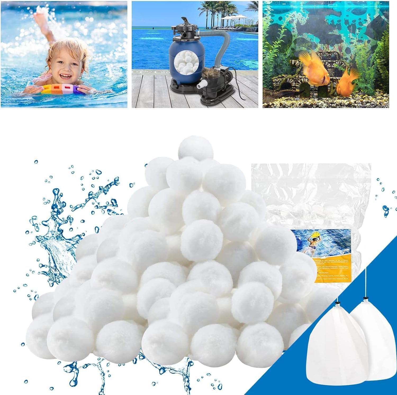 1 lbs Pool Filter Balls for Sand Filter Pump - Reusable & Efficient Water Filtration Media for Above Ground Pools | Perfect Sand Replacement for Clear Swimming Pool Water
