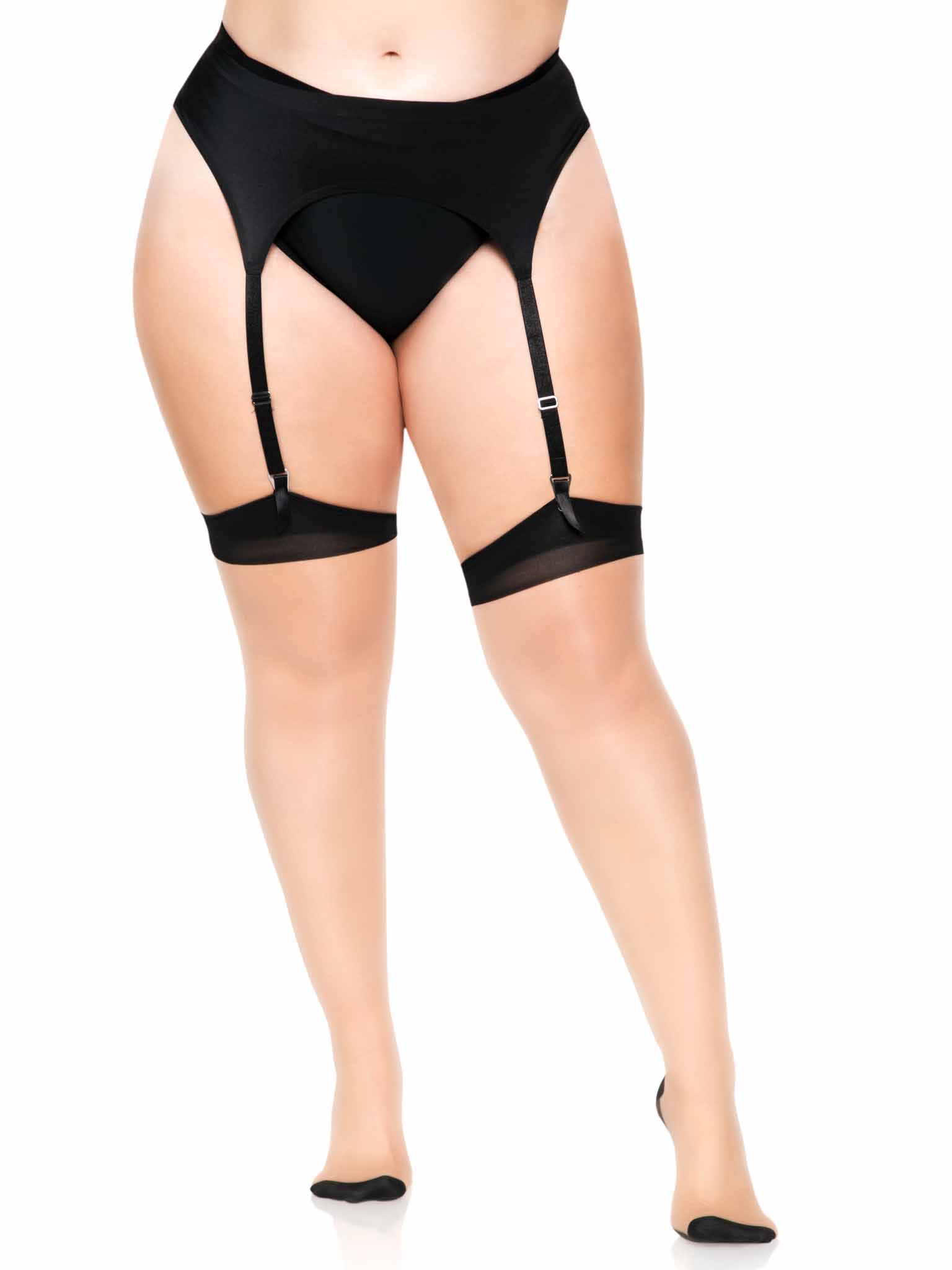 Leg Avenue Women's Contrast Top Cuban Heel Backseam Stockings - Sexy Retro Stockings for Cosplay, Burlesque & Vintage Fashion Outfits