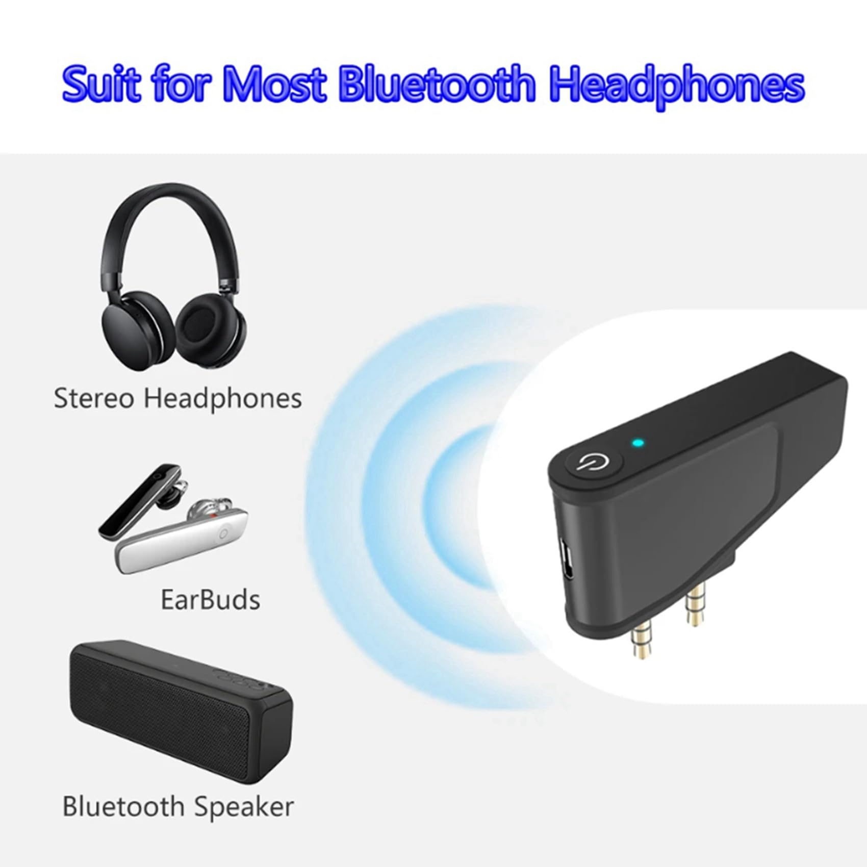 Decqerbe 2X Bluetooth 5.3 Airplane Adapter - Wireless Flight Headphone Transmitter for Shure Aonic 40/50, Noise Cancelling Headphones - Perfect for In-Flight Entertainment & Travel