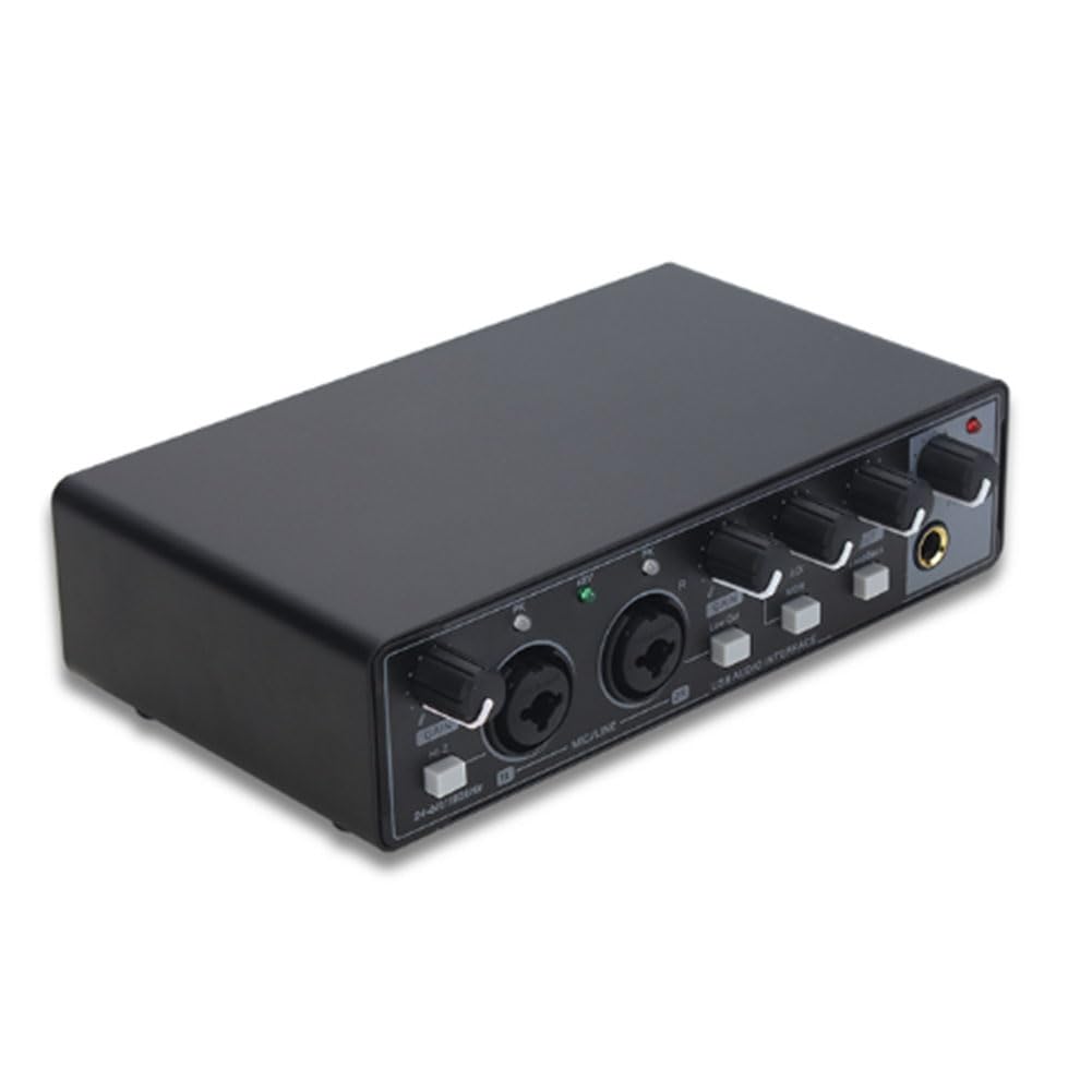 Professional Audio Interface Sound Card with Phantom Power for Electric Guitar - Studio Mixing Console, Live Recording, Durable & Easy to Install - Perfect for Home Studios, Podcasting, and Music Production