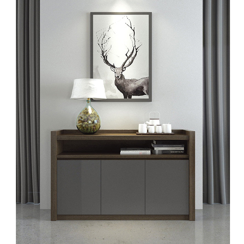 CARTER Credenza Sideboard 1.3M Coffee & Grey - Modern TV Stand, Entryway Storage Cabinet, Dining Room Buffet for Home & Office