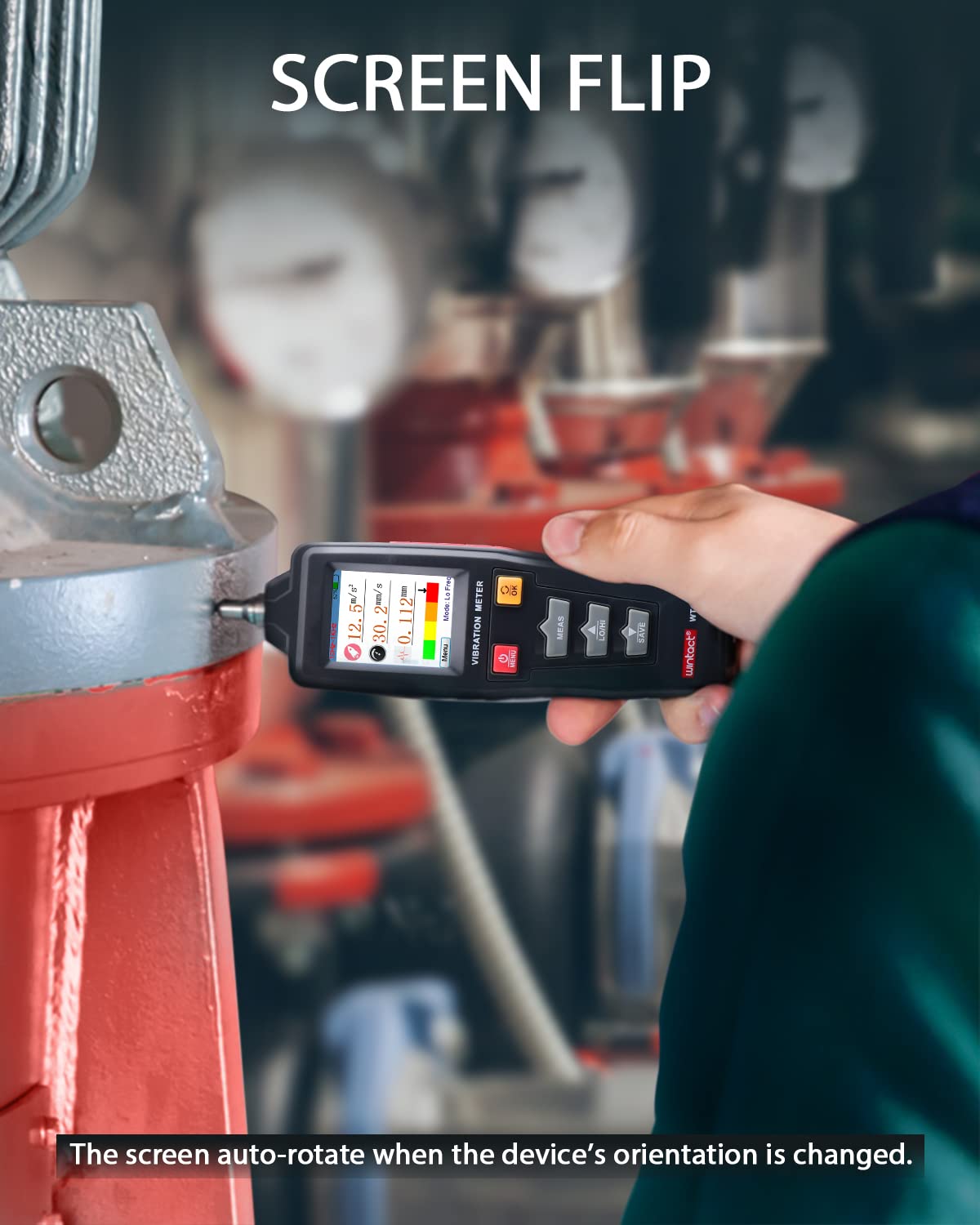 Wintact Digital Vibration Meter - Handheld Mechanical Vibration Analyzer with 0.01-199.9mm/s Range | Measures Acceleration, Velocity & Displacement | Ideal for HVAC, Motors, Engines & Generators | Perfect for Industrial Maintenance & Equipment Monitoring