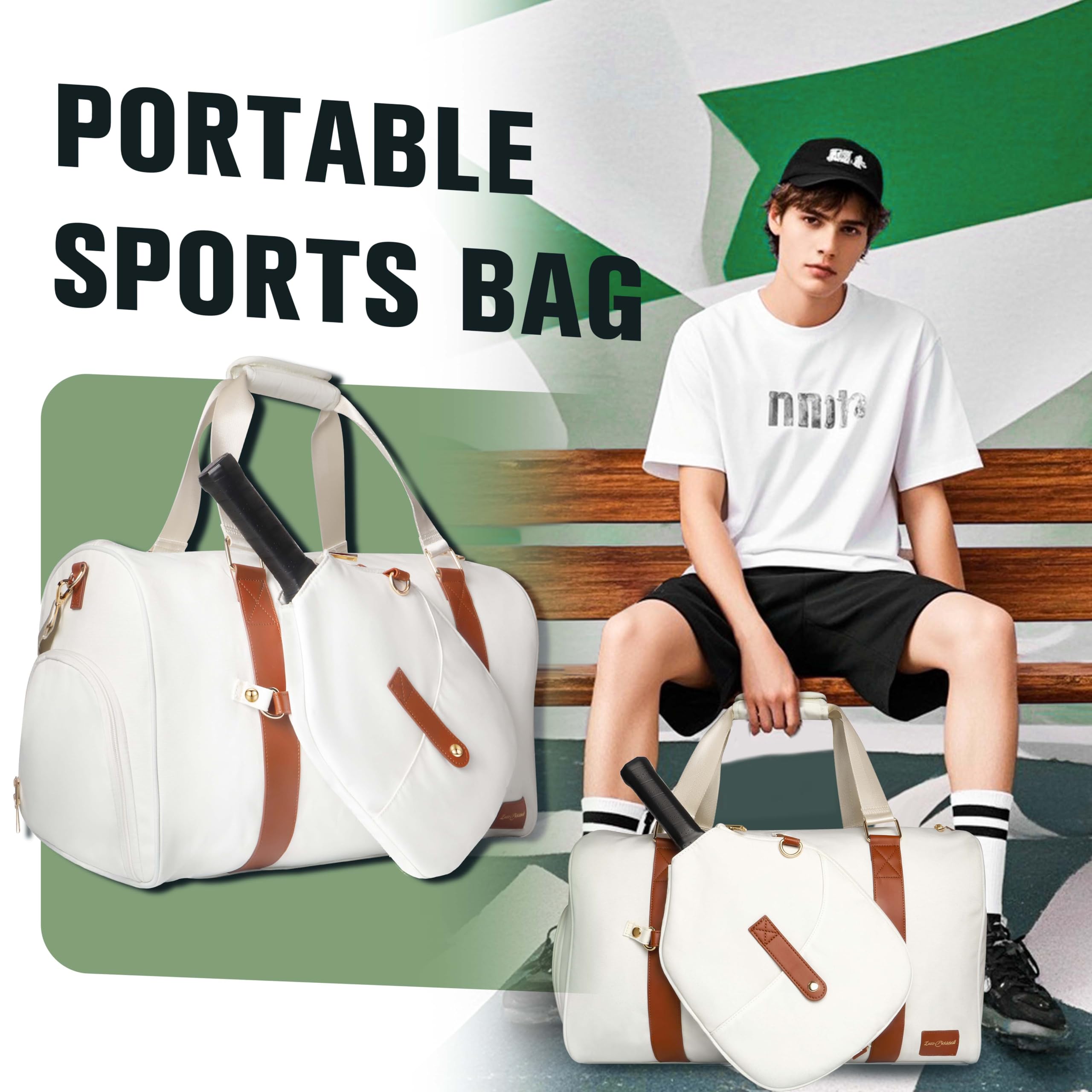 **Luzz Large Pickleball Duffle Bag with Paddle Pocket & Shoe Compartment - Waterproof Sports Gym Bag for Men & Women - Perfect for Pickleball, Tennis, Gym & Travel**