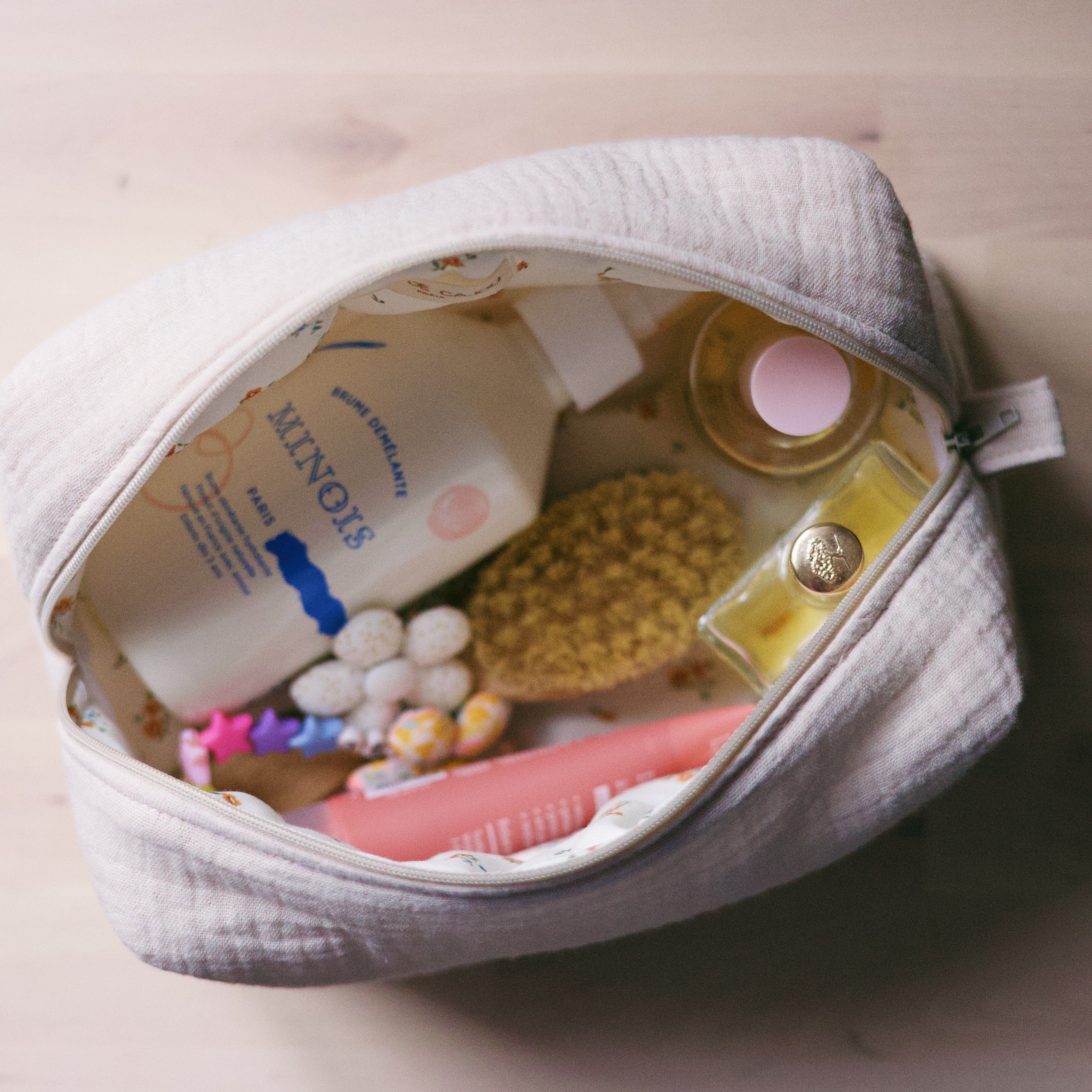 Waterproof Hanging Toiletry Bag for Travel - Beige Cosmetic Organizer with Multiple Pockets | Perfect for Toiletries, Makeup, and Shower Essentials on Vacation, Camping, or Gym