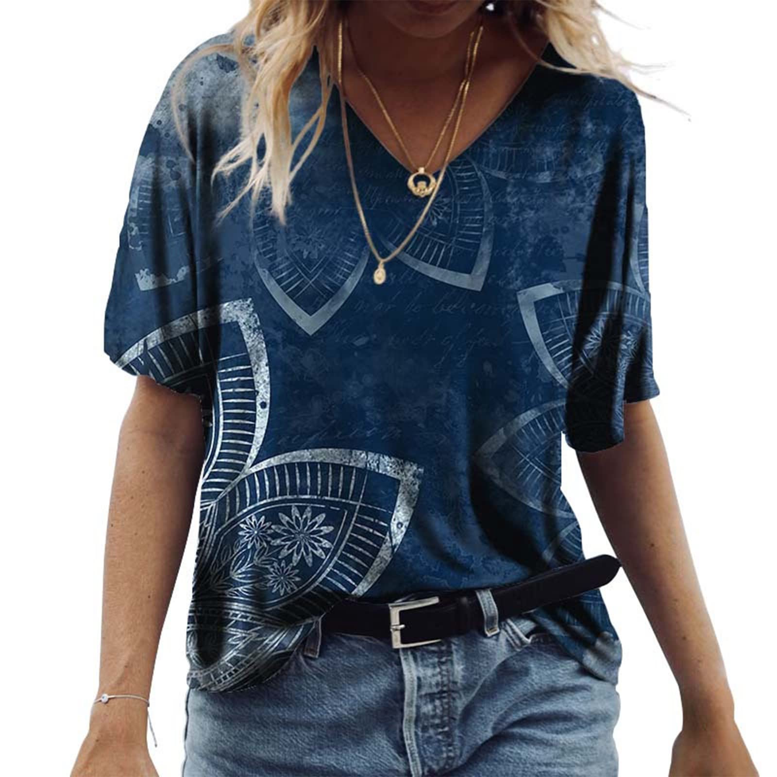 2023 Women's Printed Short-Sleeve Loose T-Shirt - Spring Summer Casual Blouse Top for Women | Perfect for Office, Dating & Weekend Outfits