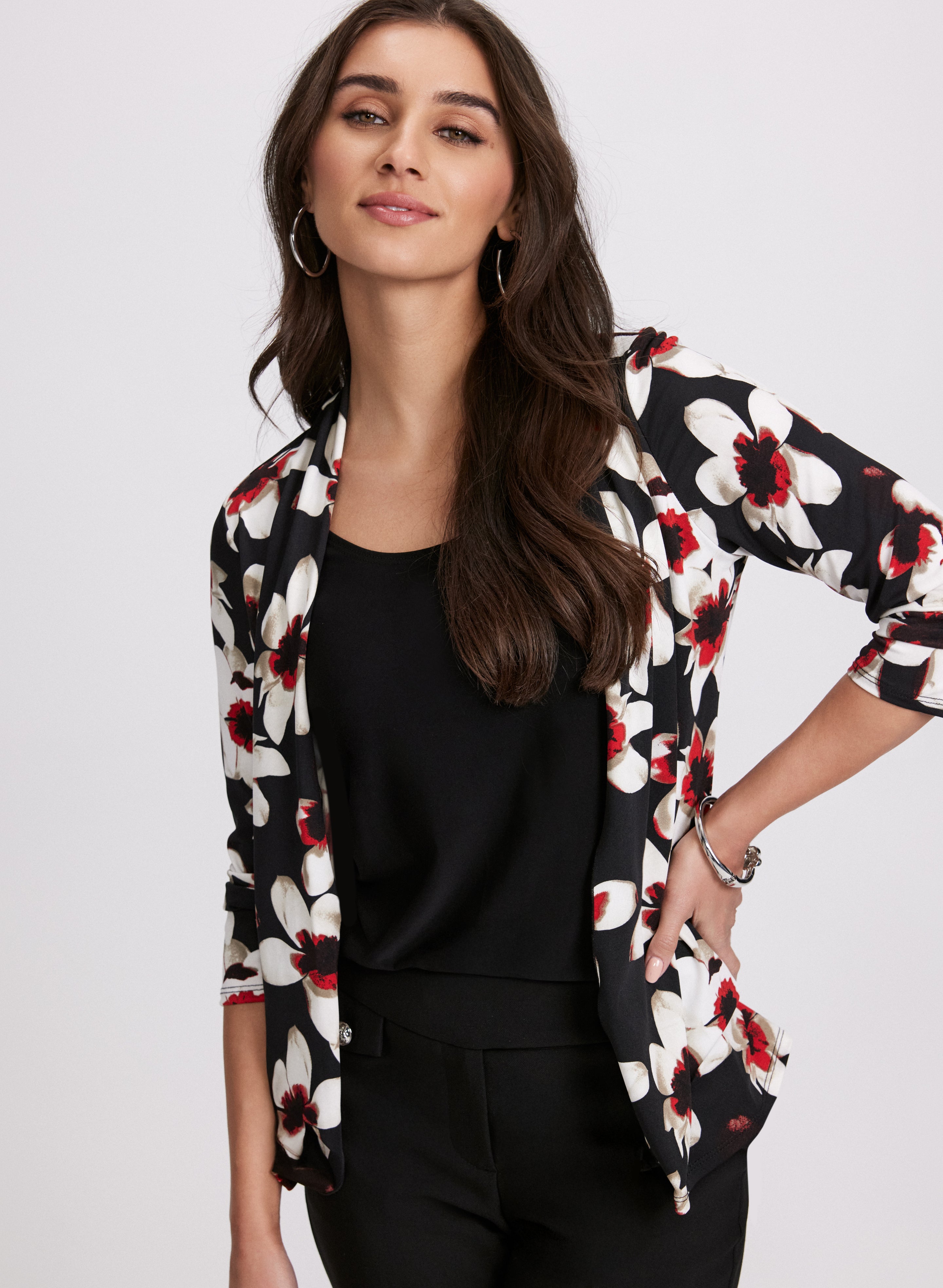 Floral Print Layered Illusion Top for Women - Elegant Blouse for Casual Wear, Date Night & Office Outfits