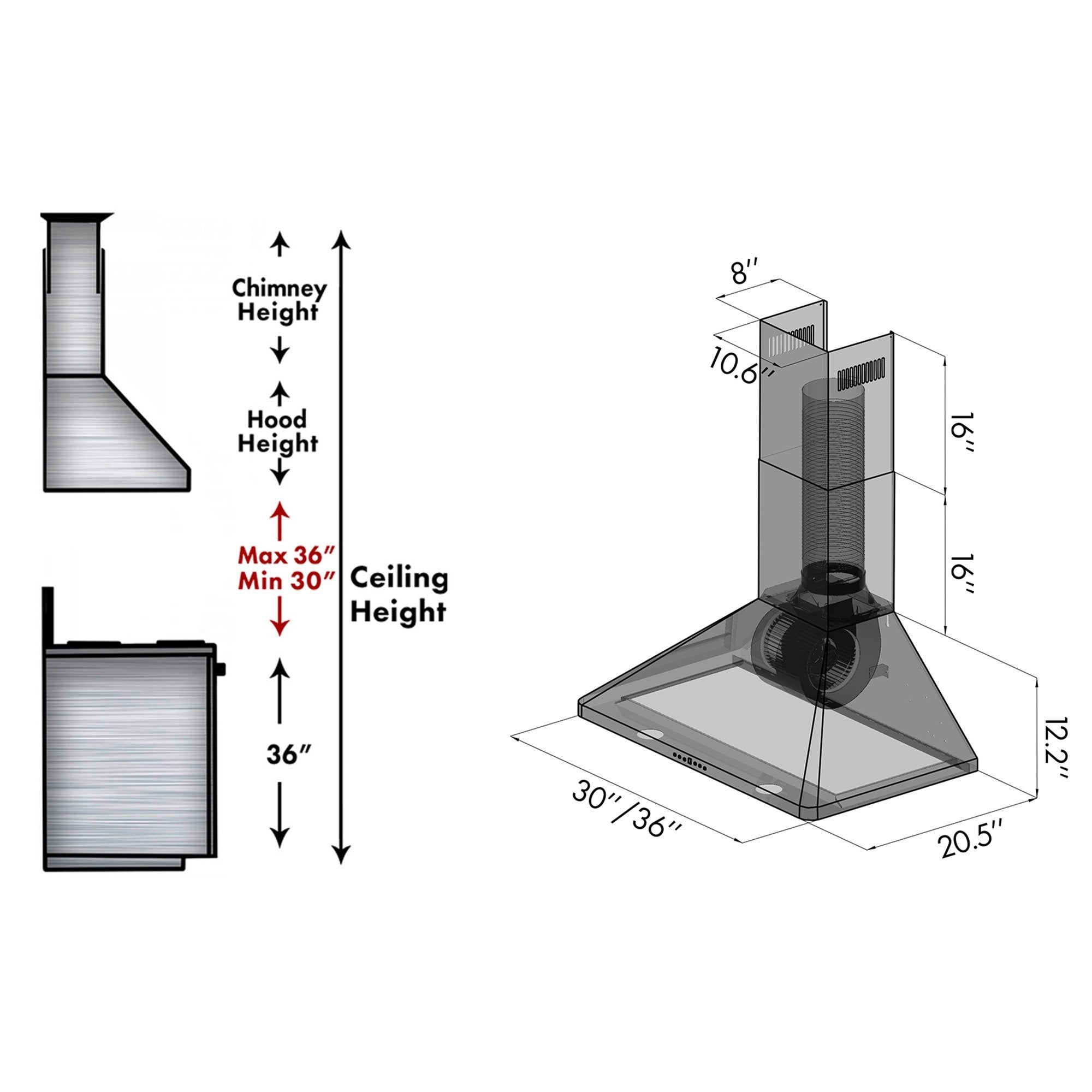 ZLINE KF1 Stainless Steel Convertible Wall Mount Range Hood - 30