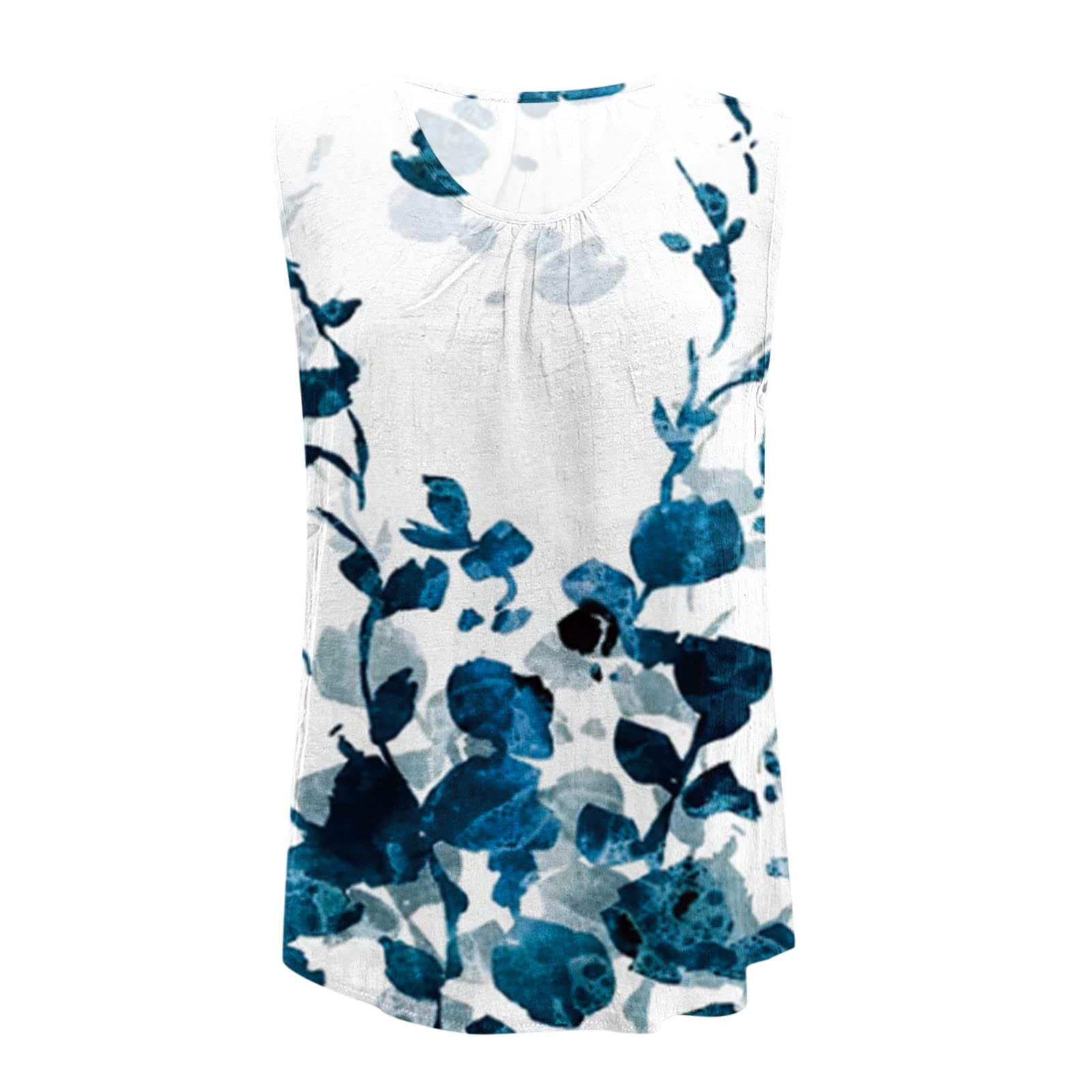 Women's Summer Tops - Casual Scoop Neck Sleeveless Tank Tops with Trendy Floral Print, Flowy Loose Fit Blouse for Beach, Vacation & Everyday Wear