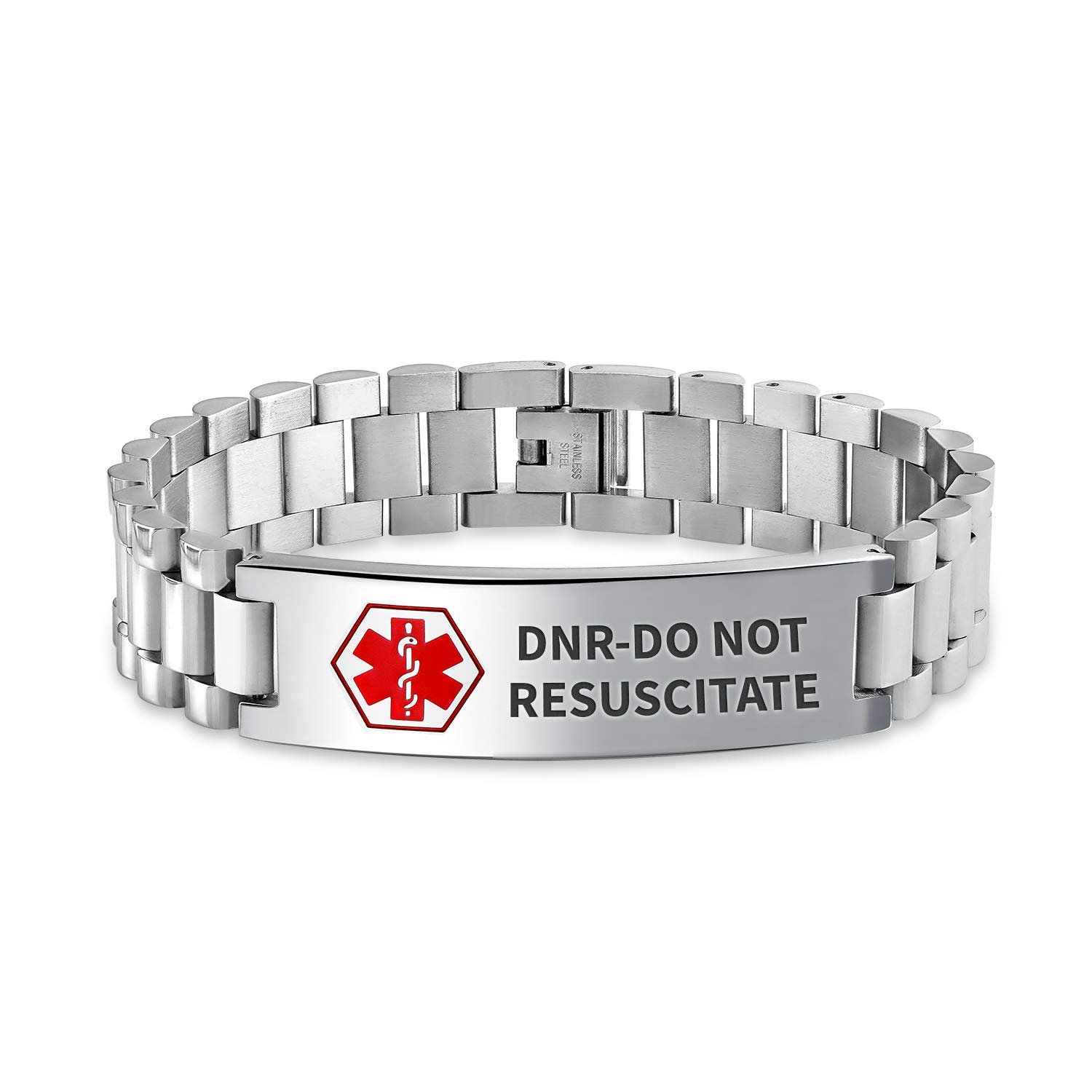 Custom Engraved Medical ID Bracelet for Men - Stainless Steel 8.5