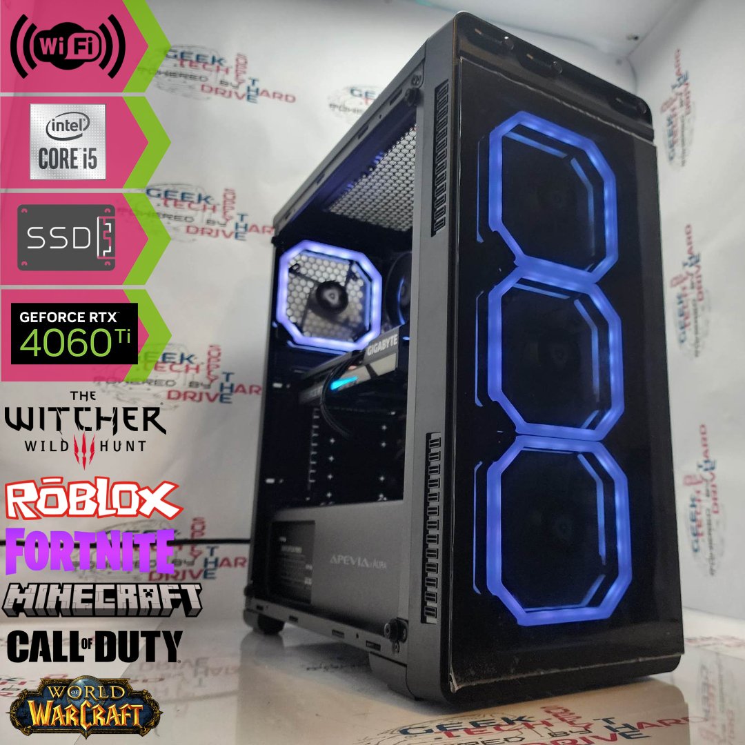 Custom Gaming PC Desktop Computer - Intel Core i5, NVIDIA GeForce RTX 4060 Ti, 2TB SSD, 32GB DDR5 RAM, WiFi 6, RGB Aura Sync, Black B760 Motherboard - Perfect for 4K Gaming, Streaming & Content Creation