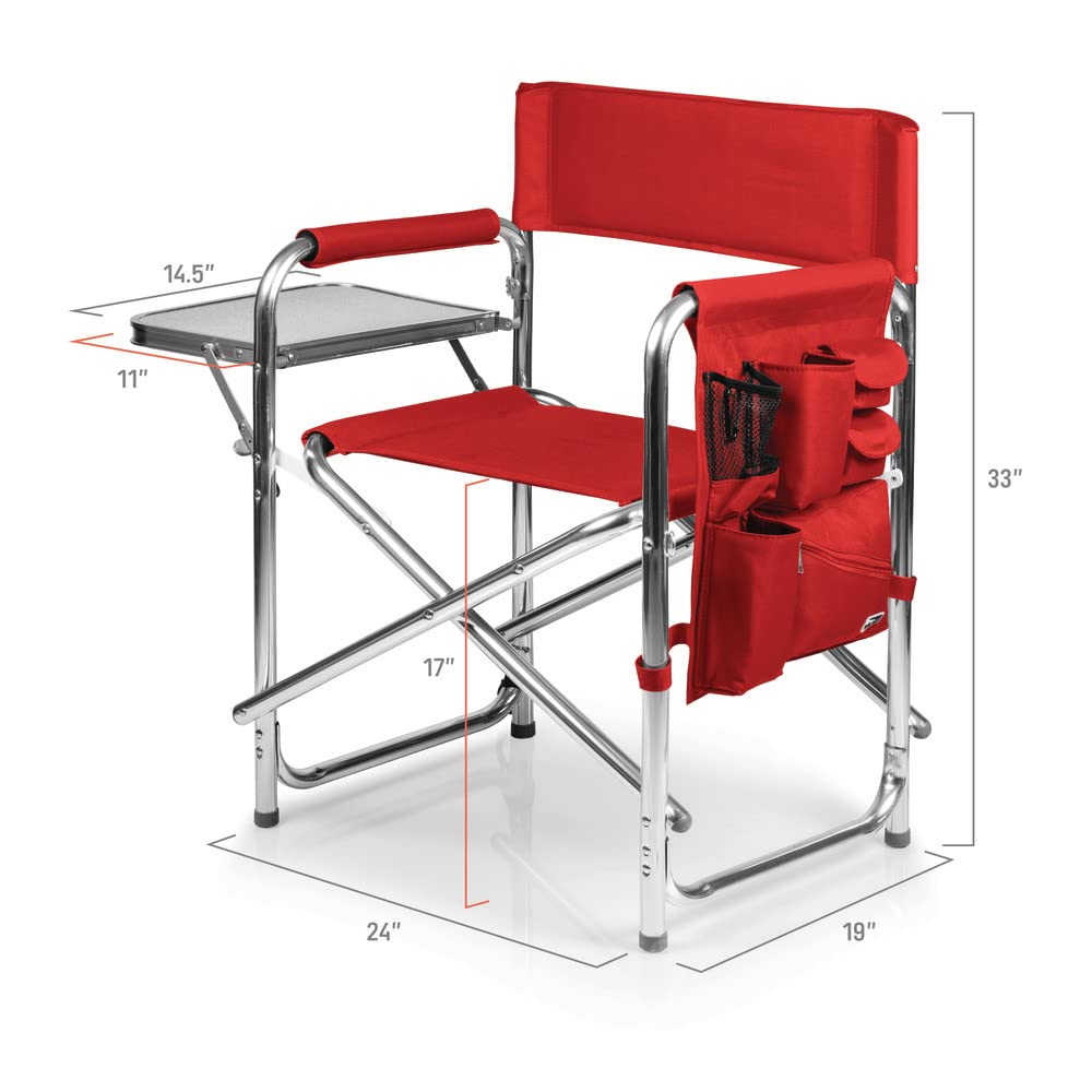 PICNIC TIME NCAA California Bears Folding Sports Chair with Side Table - Portable Beach & Camping Chair for Adults - Perfect for Tailgating, Outdoor Concerts, and Backyard Relaxation
