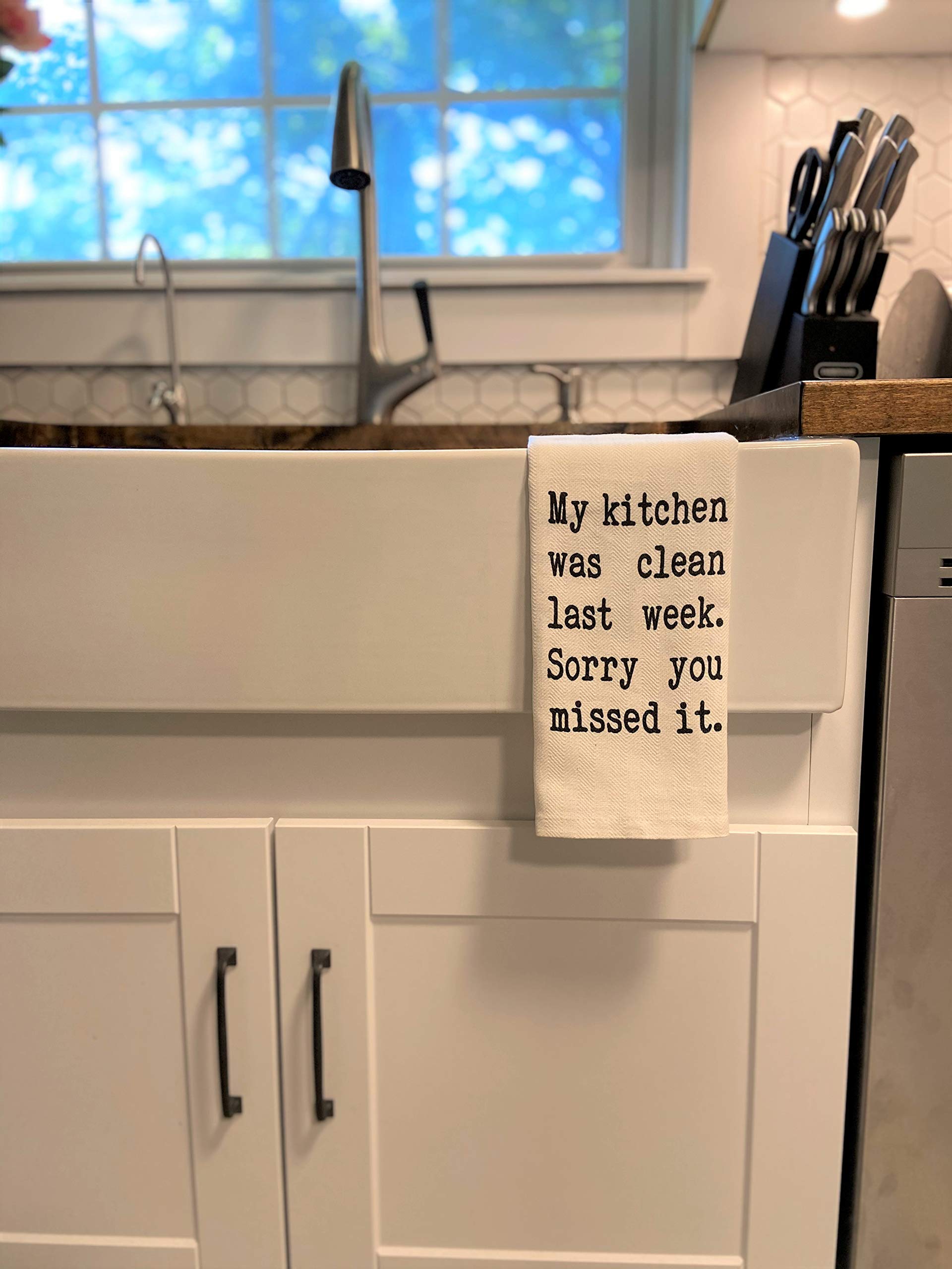 Funny Kitchen Tea Towel - 'My Kitchen Was Clean Last Week' Humorous Dish Towel for Cooking, Cleaning & Gifts - Perfect for Home, Office & Housewarming Parties