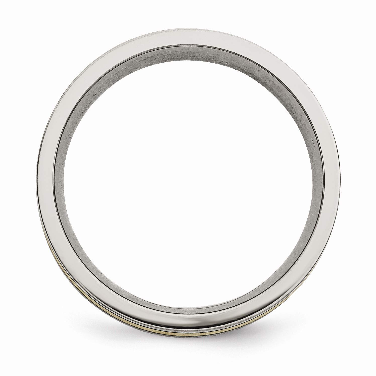 Black Titanium & 14K Gold Inlay Ring - 7mm Flat Brushed Band for Men's Wedding & Fashion