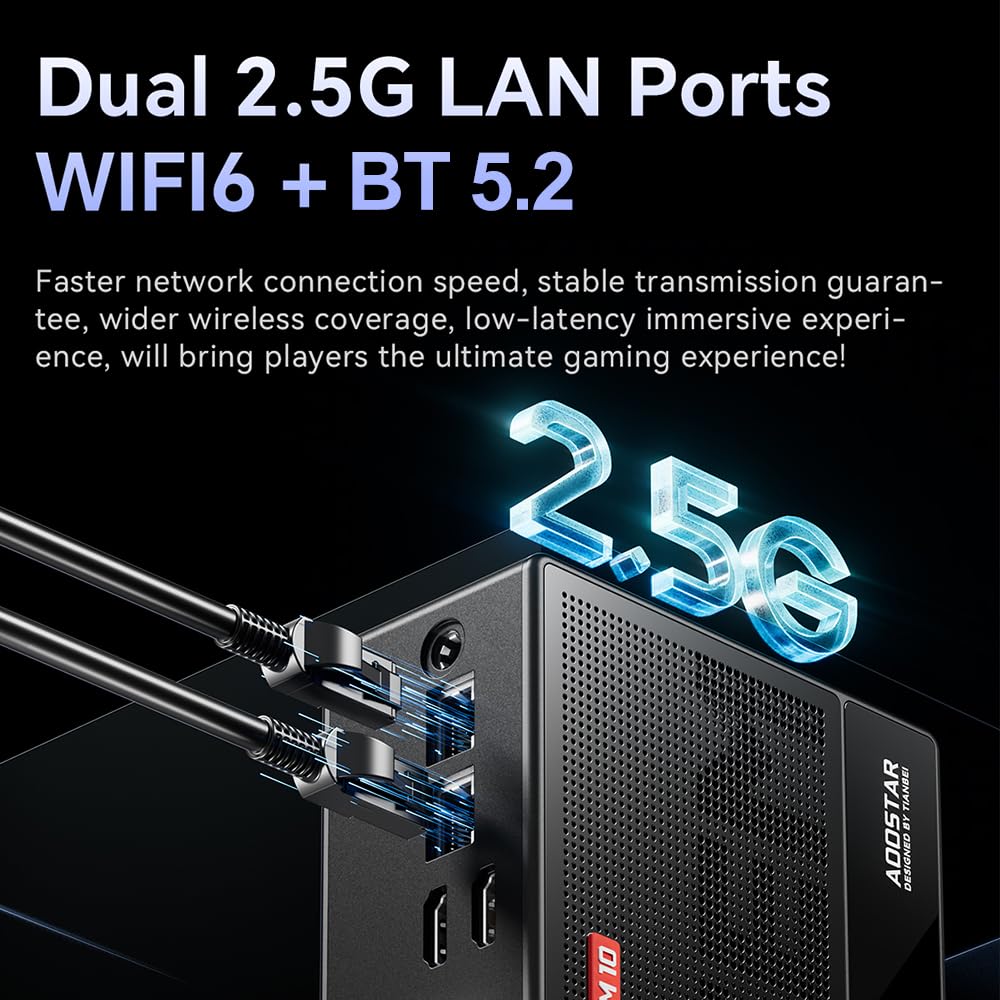 Docooler Mini PC 32GB LPDDR5 RAM 1TB SSD, AMD Ryzen 7 6800H 8-Core Mini Desktop Computer, WiFi 6 & Bluetooth 5.2, Dual 2.5G LAN, USB 3.2, 4K@120Hz Triple Display - Perfect for Home Office, Gaming & Multimedia Streaming