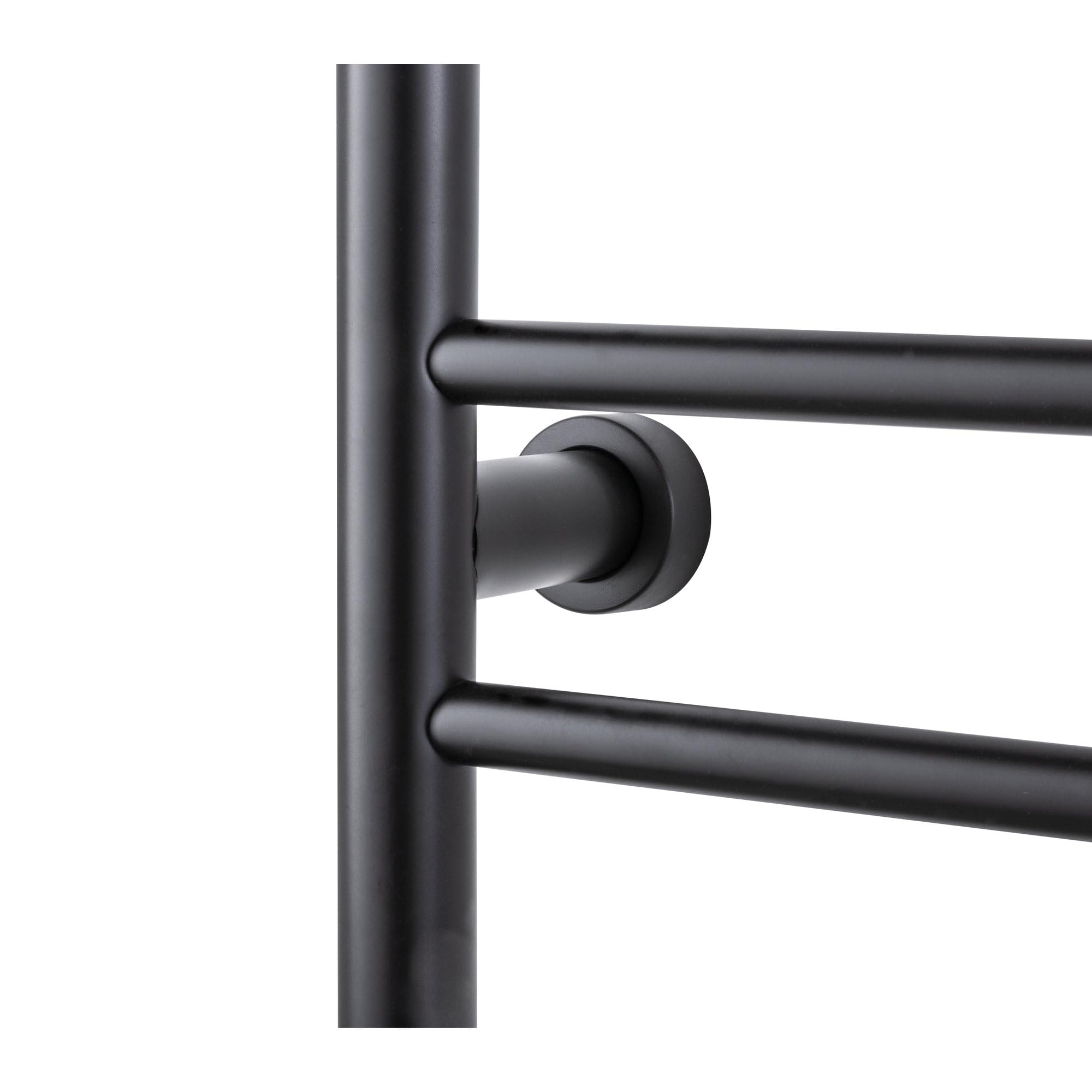 WarmlyYours Heated Towel Rack - 20x36 Inch Black Stainless Steel Towel Warmer with Heated Shelf, 11 Bars Wall-Mounted Electric Heater & Drying Rack for Bathroom - 120V Plug-in or Hardwired (Summit) - Perfect for Spa-Like Luxury & Fast Drying in Modern Bathrooms